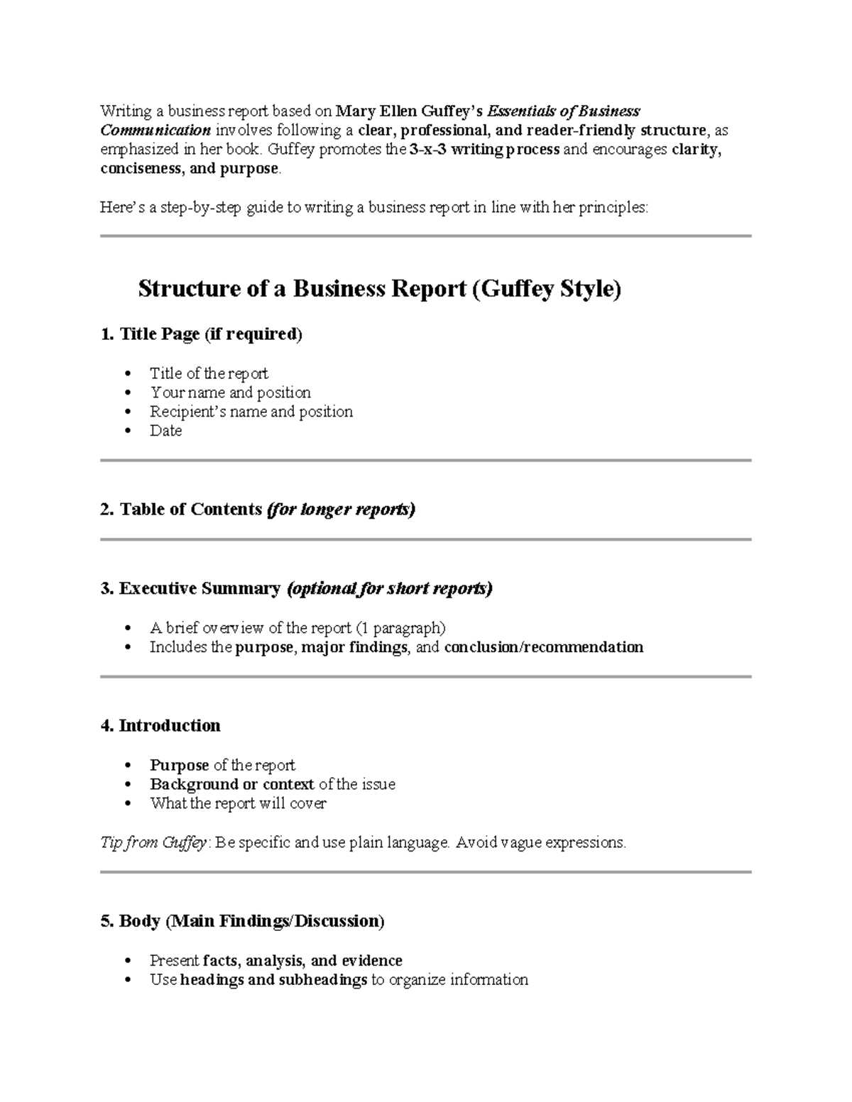 Tacn2 - Guide to Writing a Business Report (Guffey Style) - Studocu