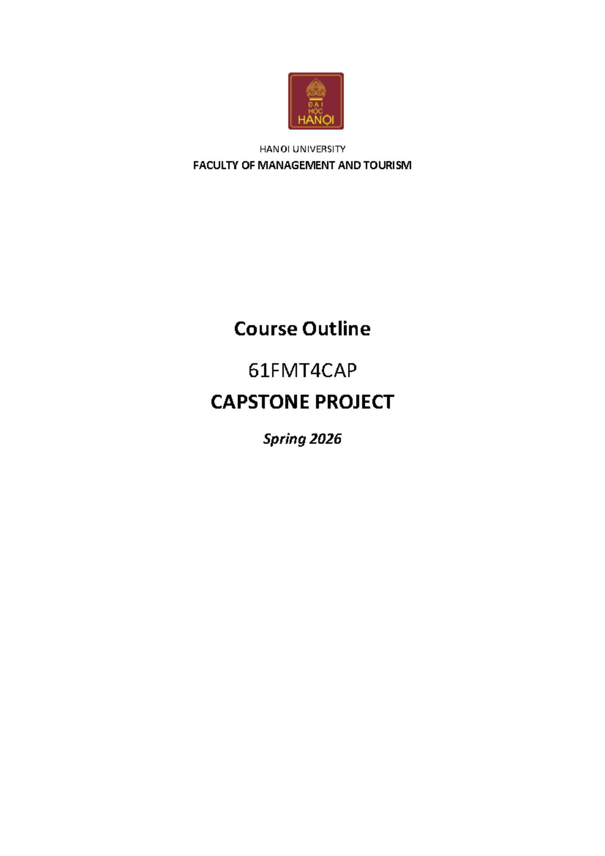 Capstone Project Course Outline 61FMT4CAP - Spring 2026 - Studocu