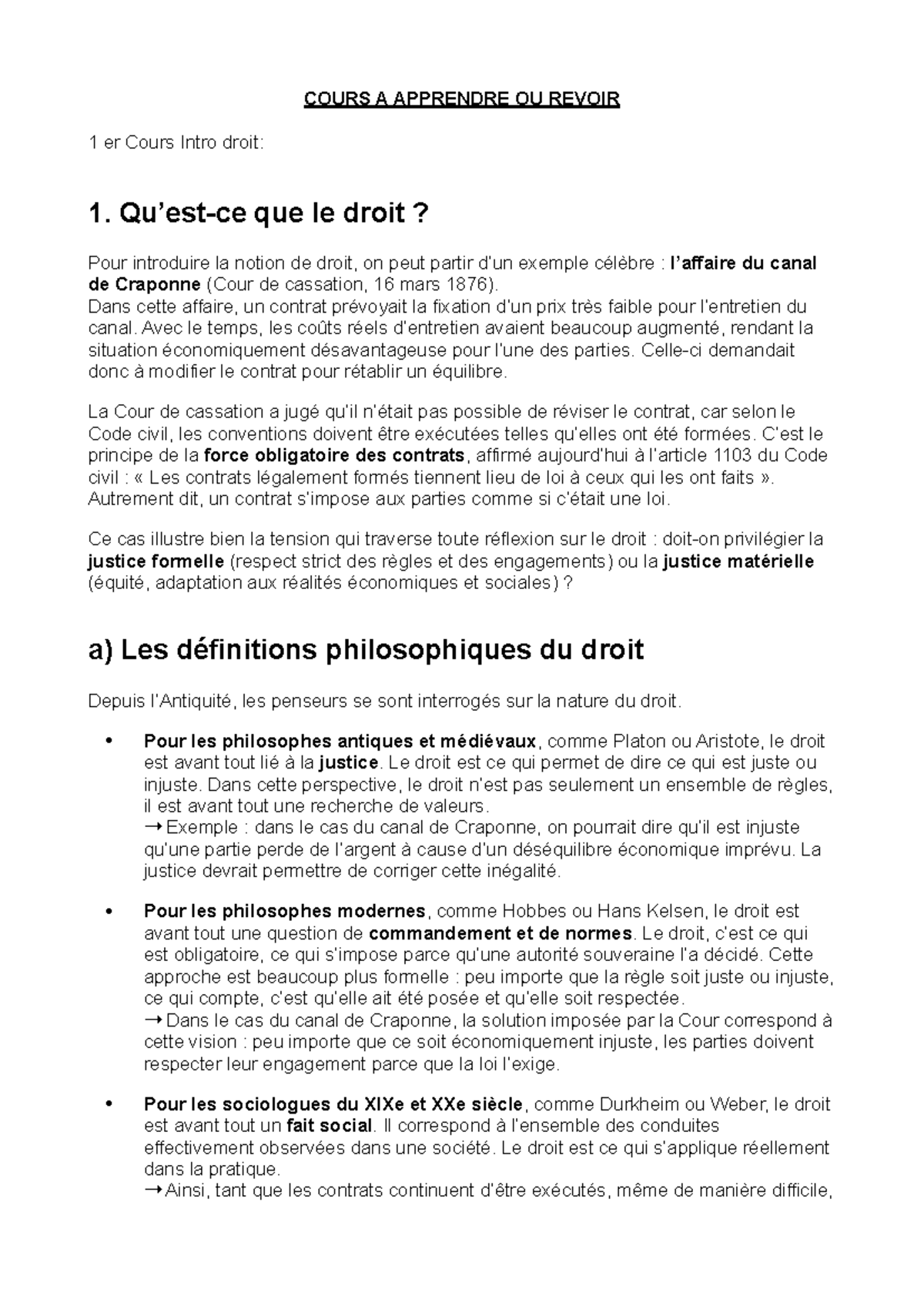 Cours Intro Droit 1 - Notions Fondamentales et Procédures Juridiques ...