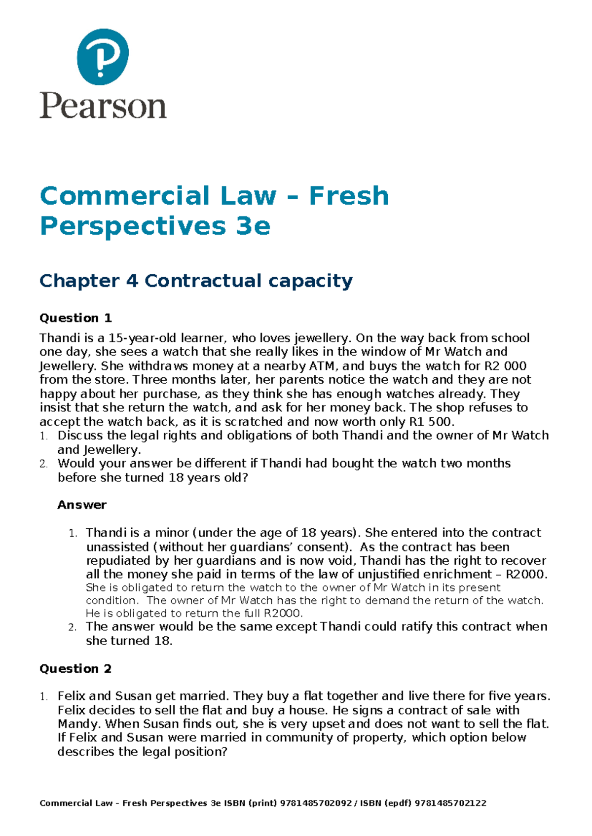 Chapter 4 Tutorial Answers - Commercial Law - Fresh Perspectives 3e ...