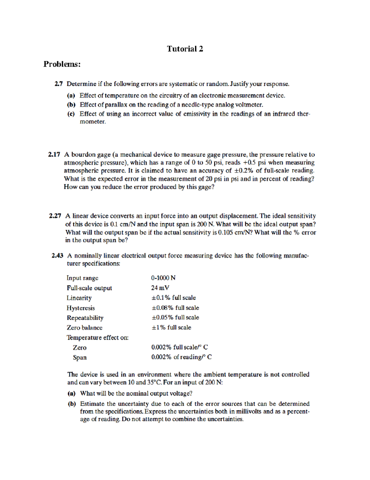 Tutorial 2: Systematic vs. Random Errors in Measurement Devices - Studocu