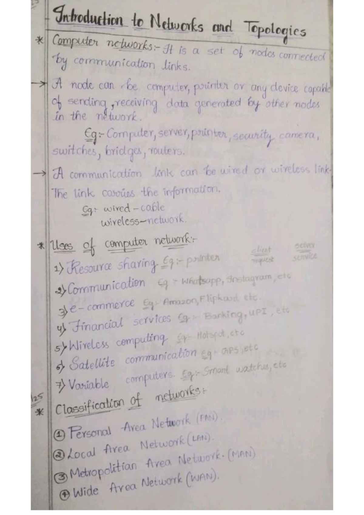 CN 1st Chapter Notes: Introduction to Networks and Topologies - Studocu