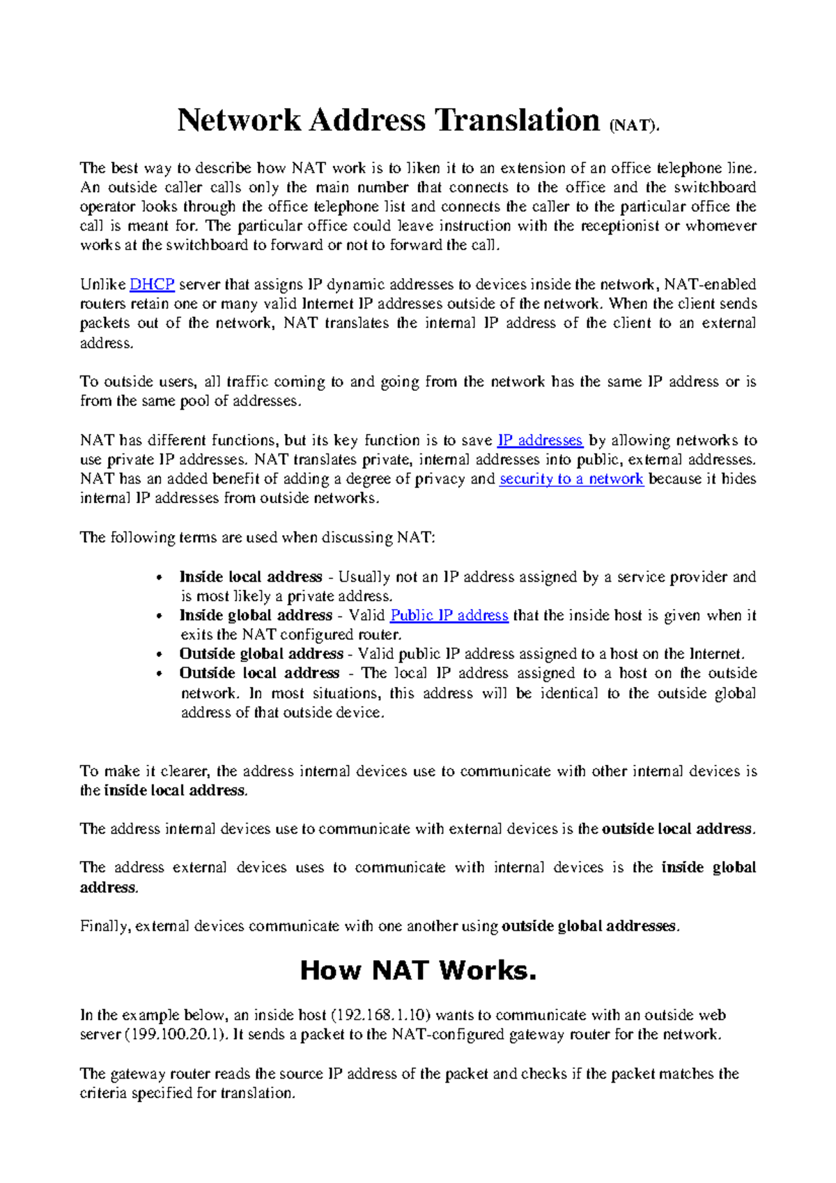 Static and Dynamic NAT - Network 3 - Network Address Translation (NAT ...