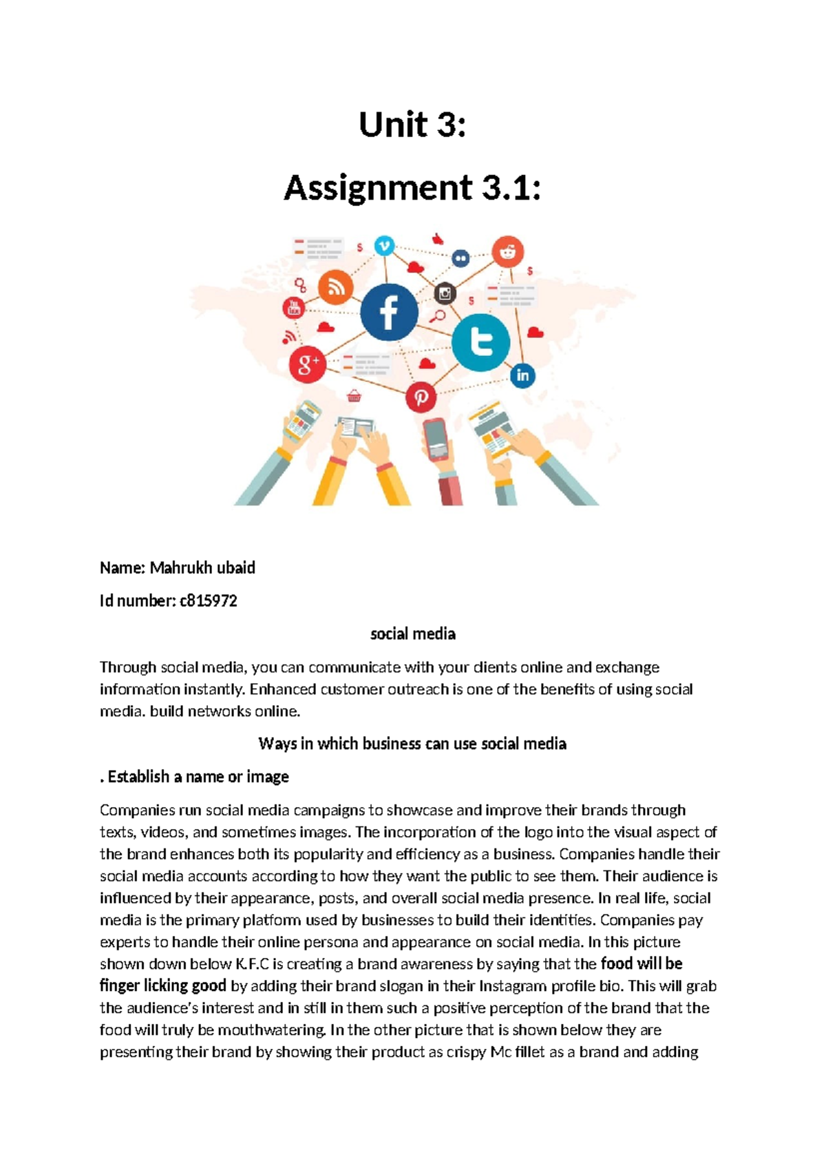 Assignment 3.1: The Power of Social Media in Business Strategies - Studocu