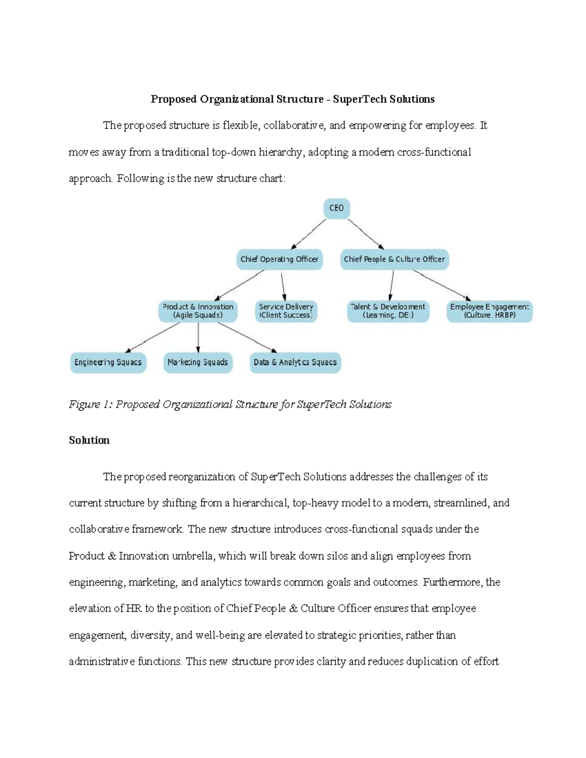 Proposed Org Structure for SuperTech Solutions: A Modern Approach - Studocu
