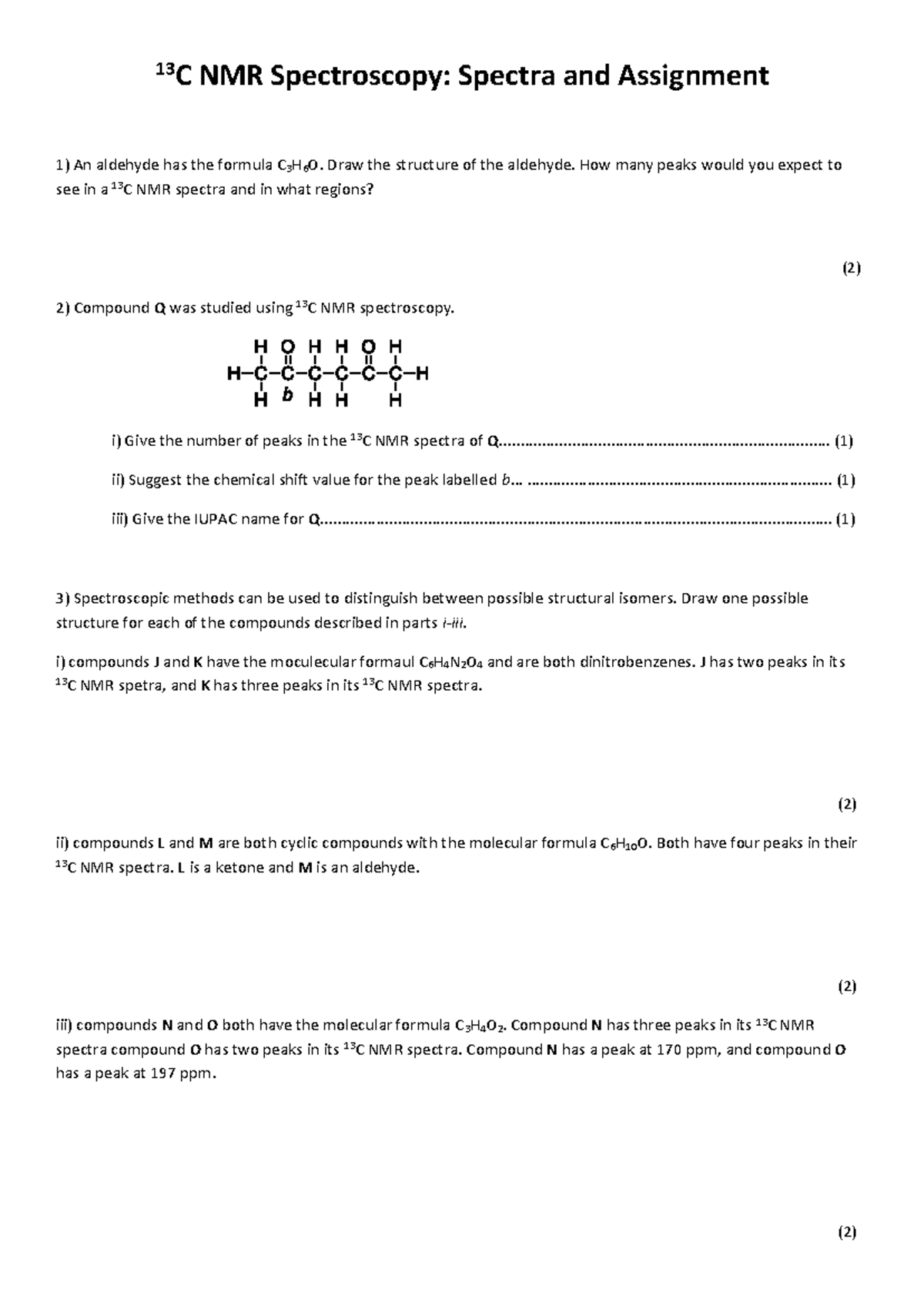 C NMR Spectroscopy (13C) Analysis: Peaks, Structures & Assignments ...