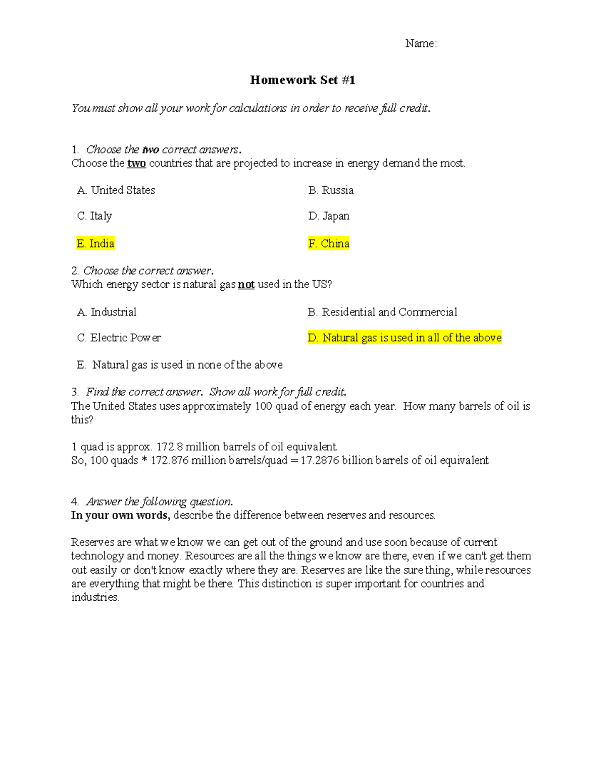 NPRE 201 HW1-1 - Name: Homework Set You must show all your work for ...