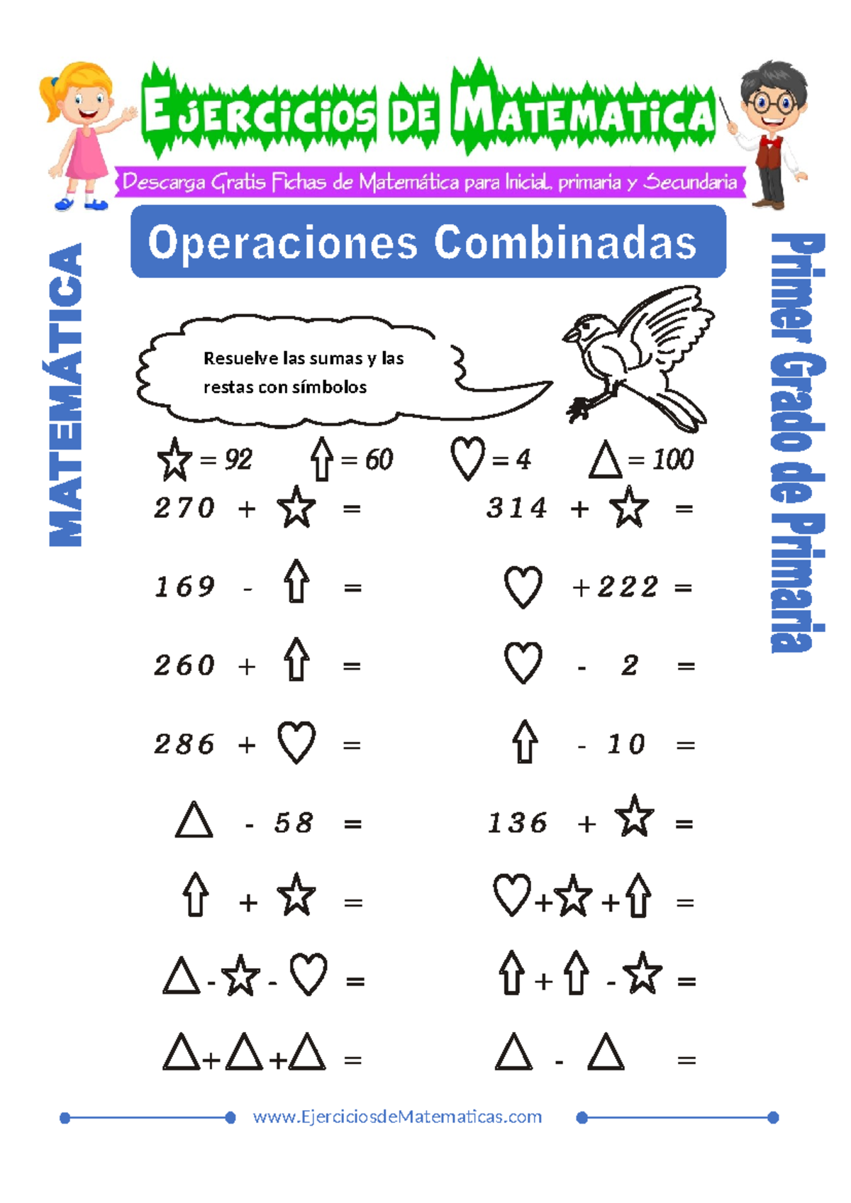 Operaciones Combinadas para Primero de Primaria ...