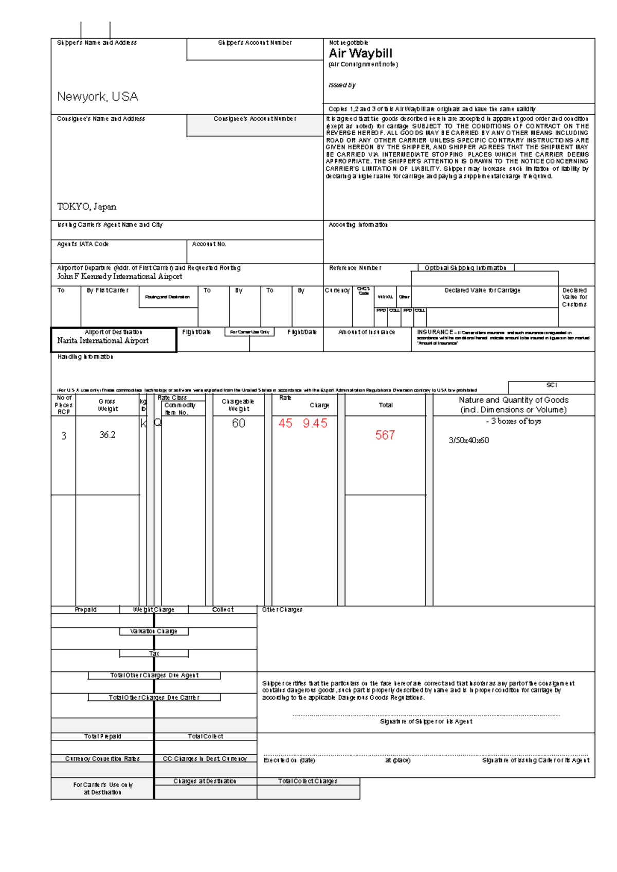 Air Waybill (AWB) 1 - Shipping Details and Conditions - asccc - Studocu