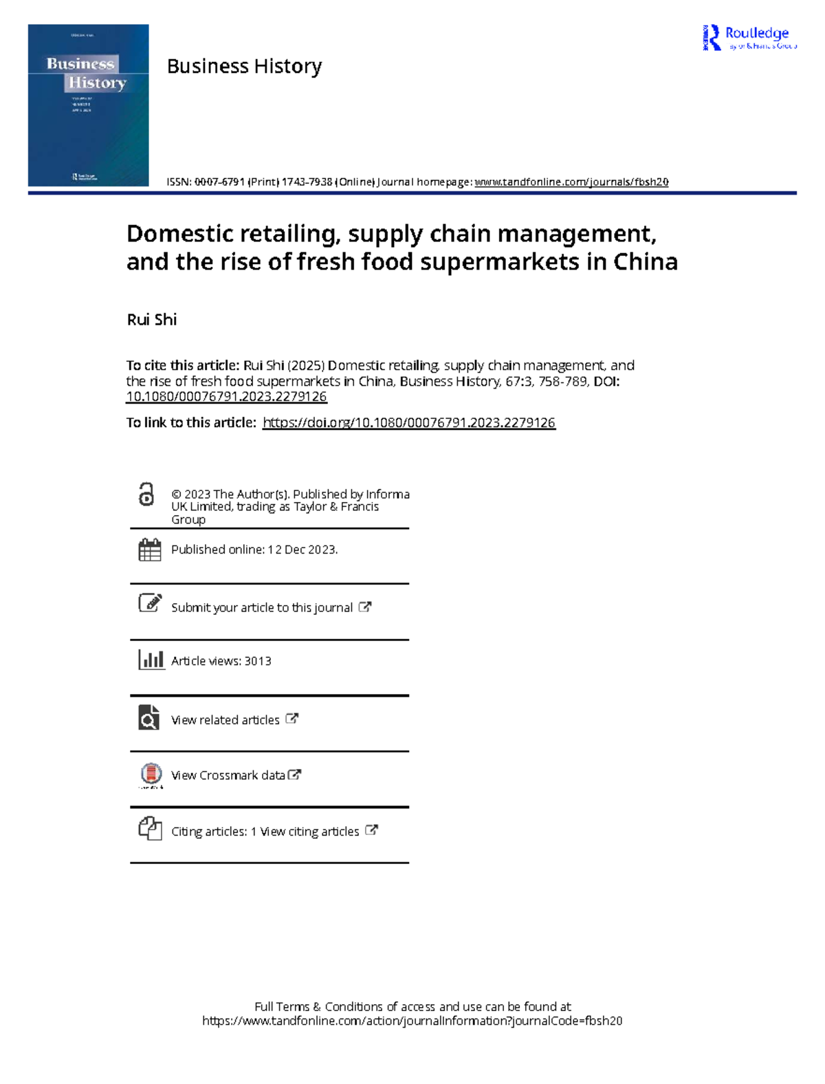 Domestic Retailing & Supply Chain Management: Fresh Food Supermarkets ...