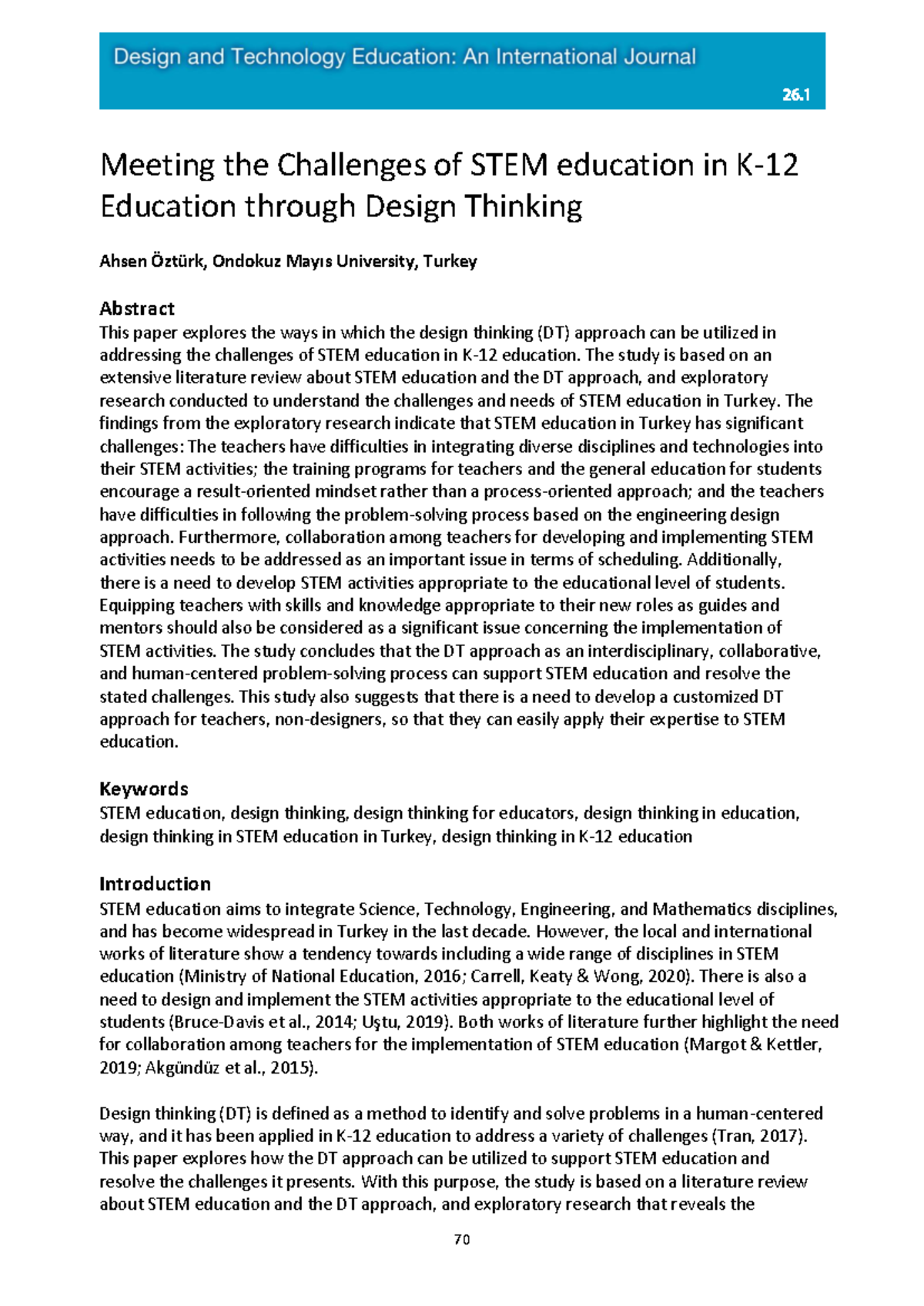 Meeting the Challenges of STEM Education in K-12 through Design ...