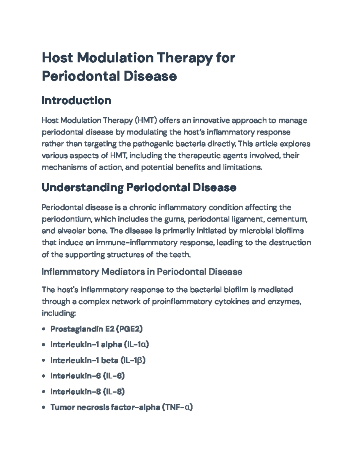 Host Modulation Therapy for Periodontal Disease: Mechanisms and Effects ...