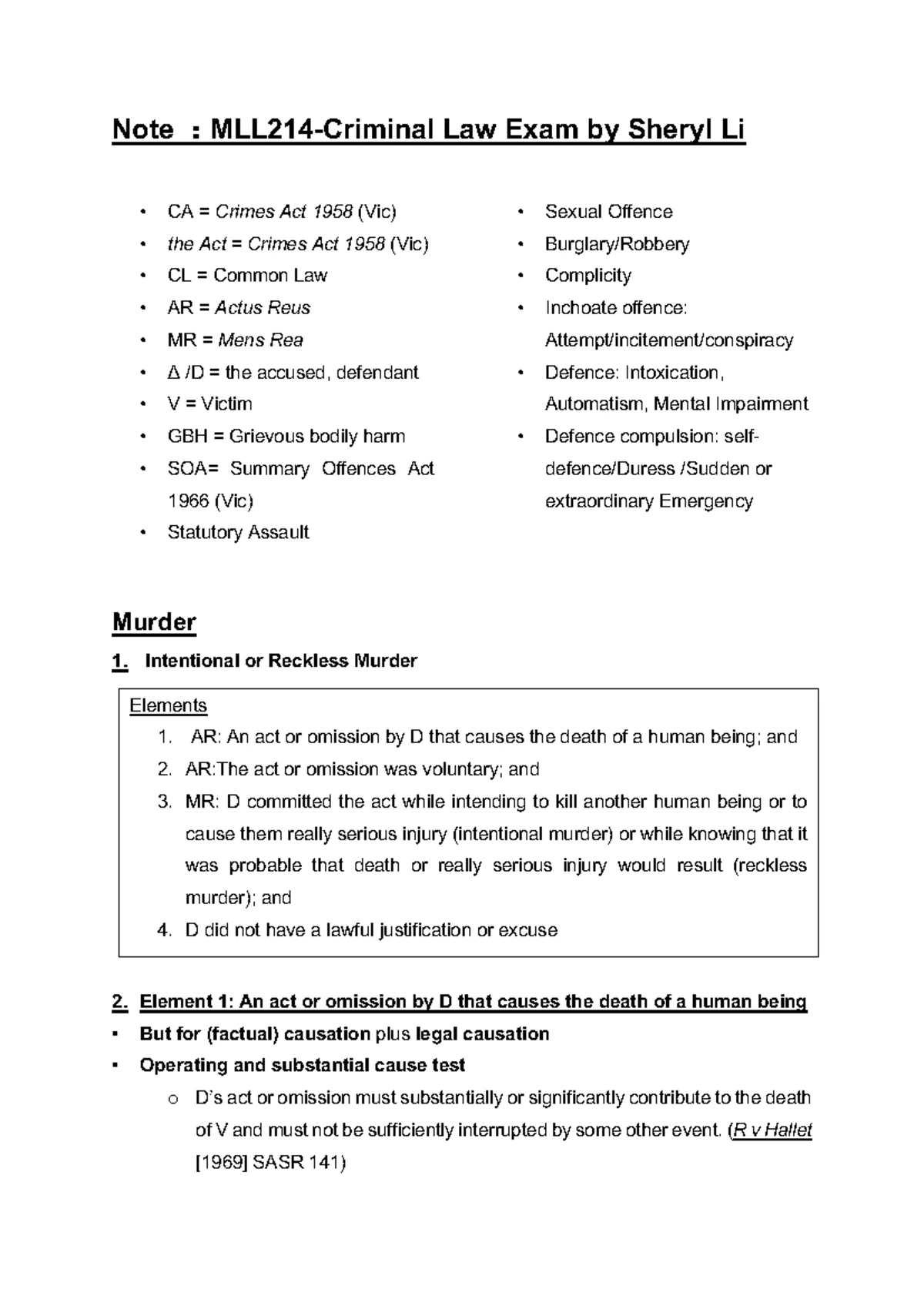Week 5 criminal law - CRIM LAW NOTES - Statutory evolution of rape law ...