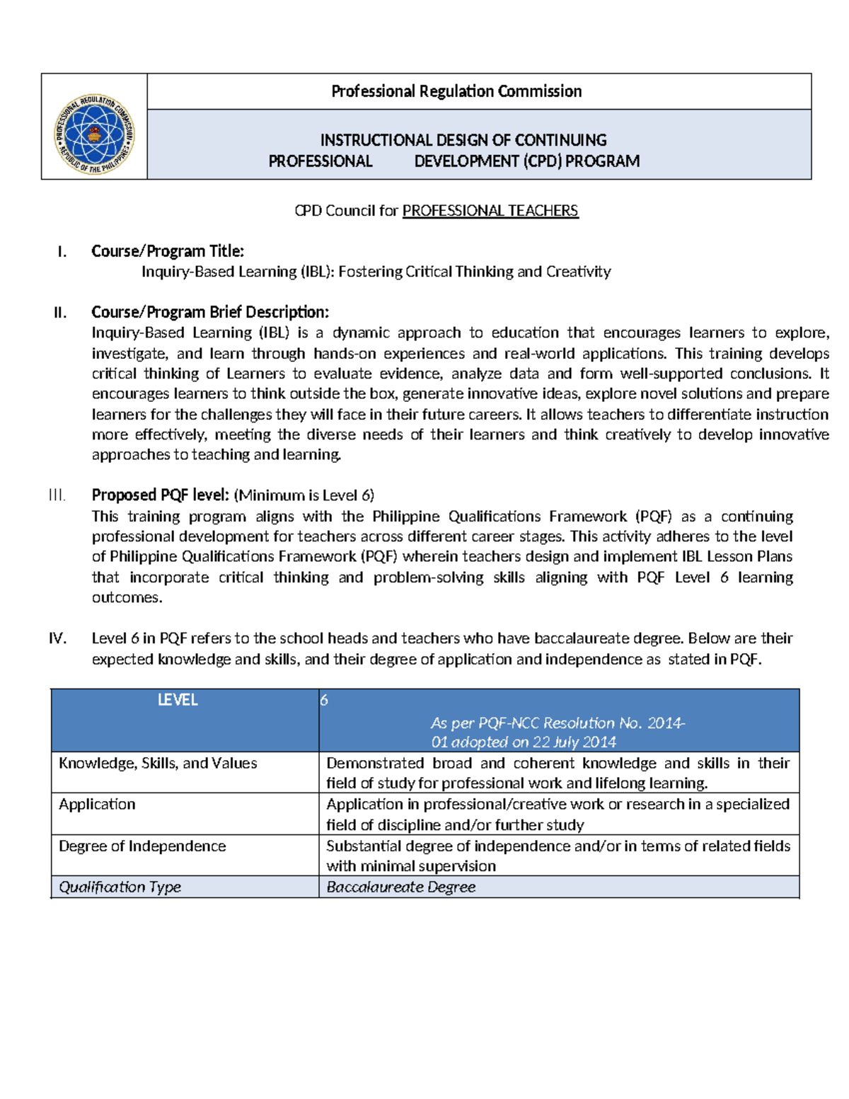 CPD Program: Instructional Design for Teachers (CPD Council) - Studocu