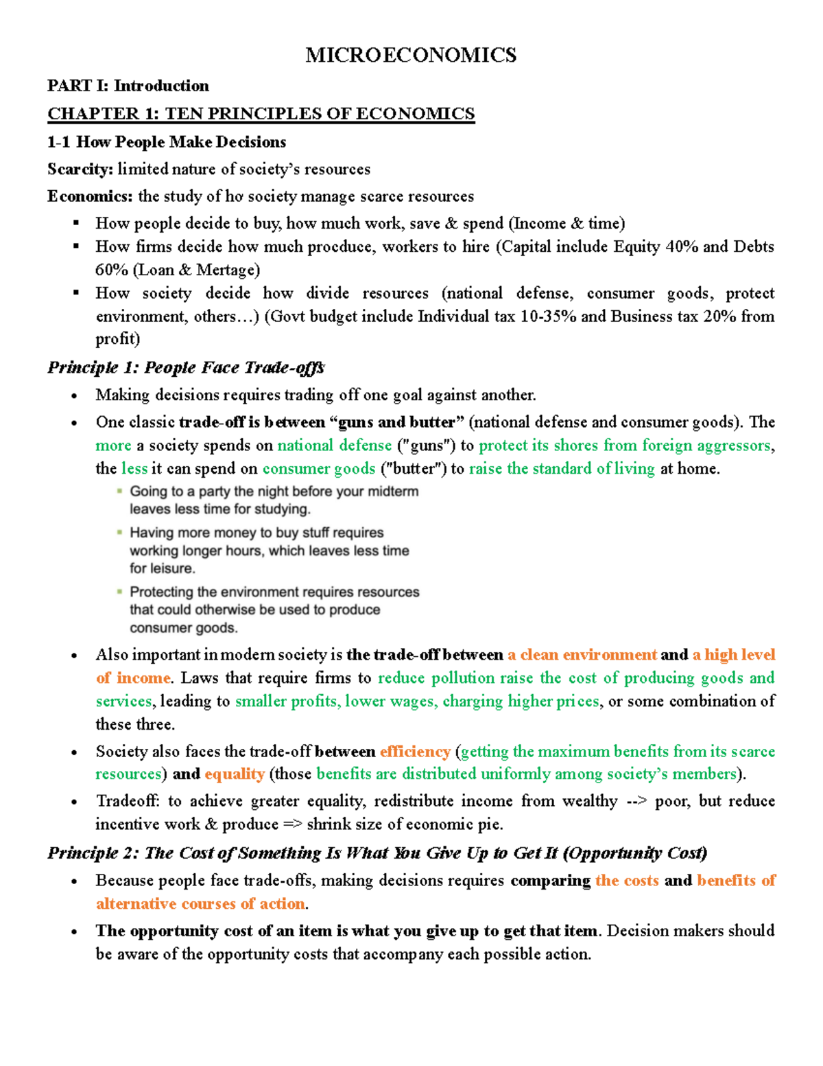 MICROECONOMICS 101: Summary of Key Principles and Concepts - Studocu
