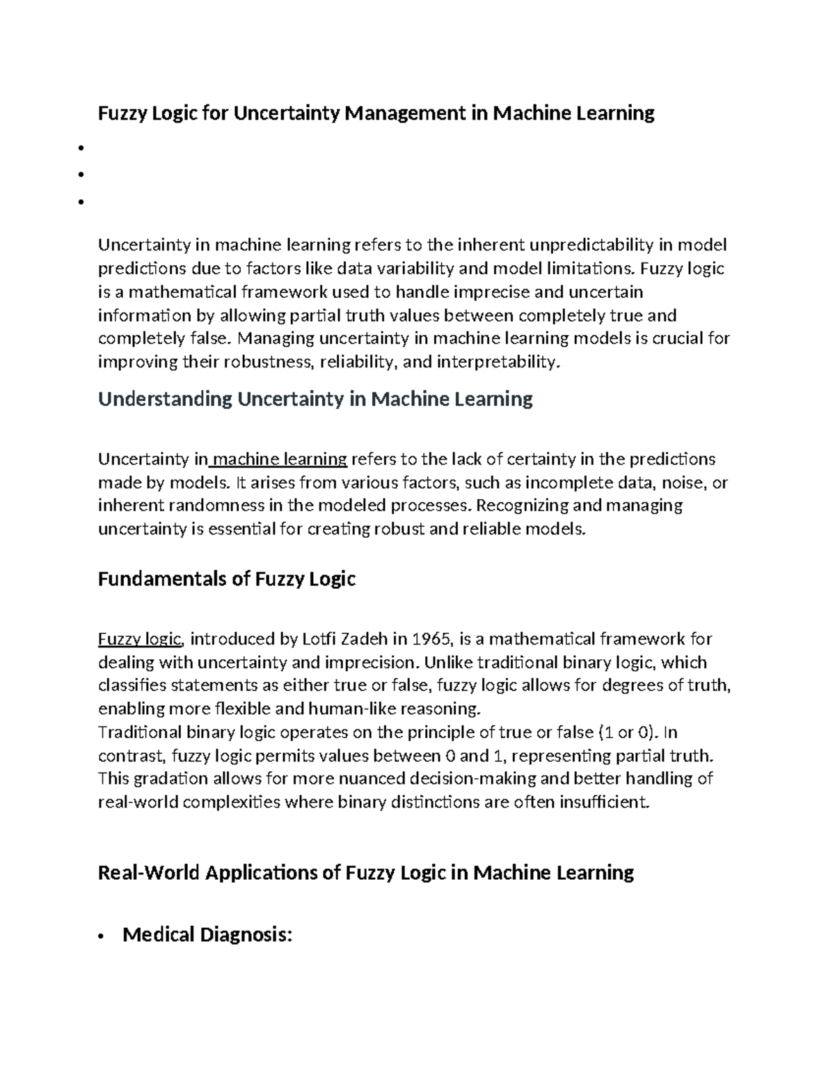 Fuzzy Logic and Uncertainty Management in ML: A Study Guide - Studocu