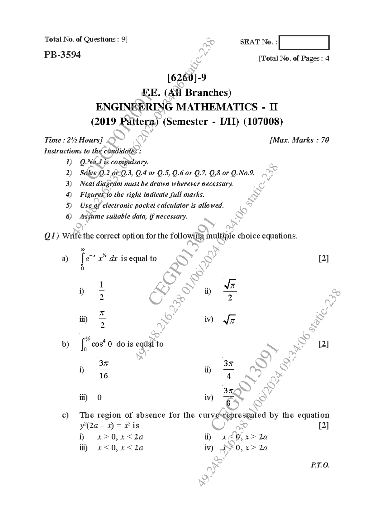 M2 Engineering Mathematics II - May/June 2024 Question Paper - Studocu
