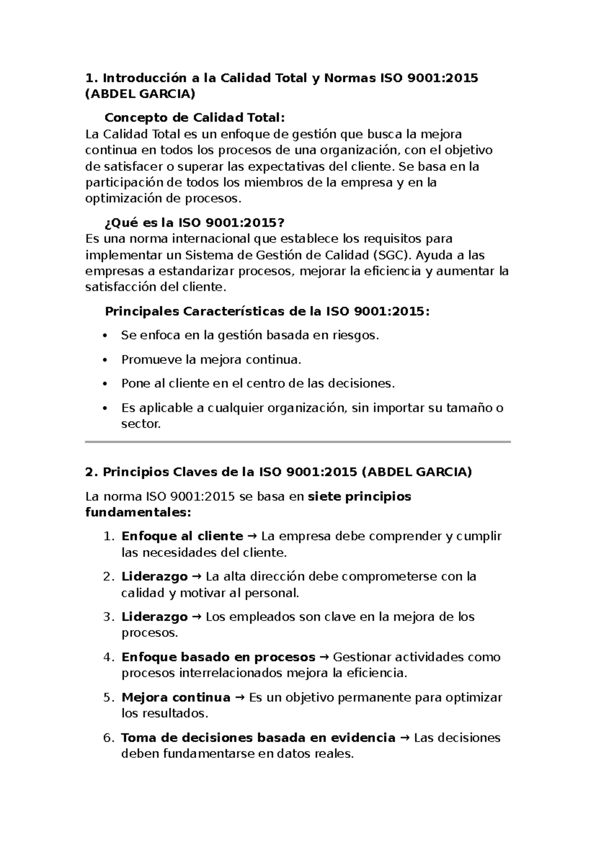 ISO 9001:2015 - Introducción y Principios Clave de Calidad Total - Studocu