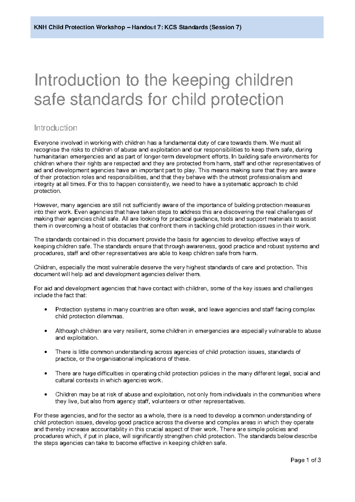 CPP - KCS Standards for Child Protection in VAWC Contexts - Studocu