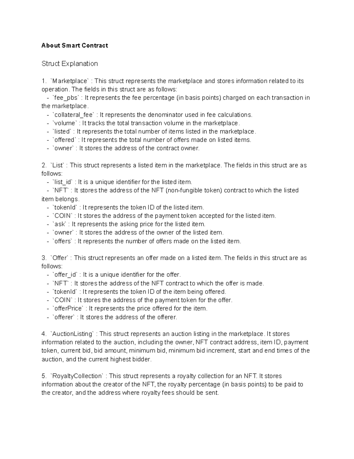 Smart Contract Structs and Functions Overview - Final Exam - Studocu