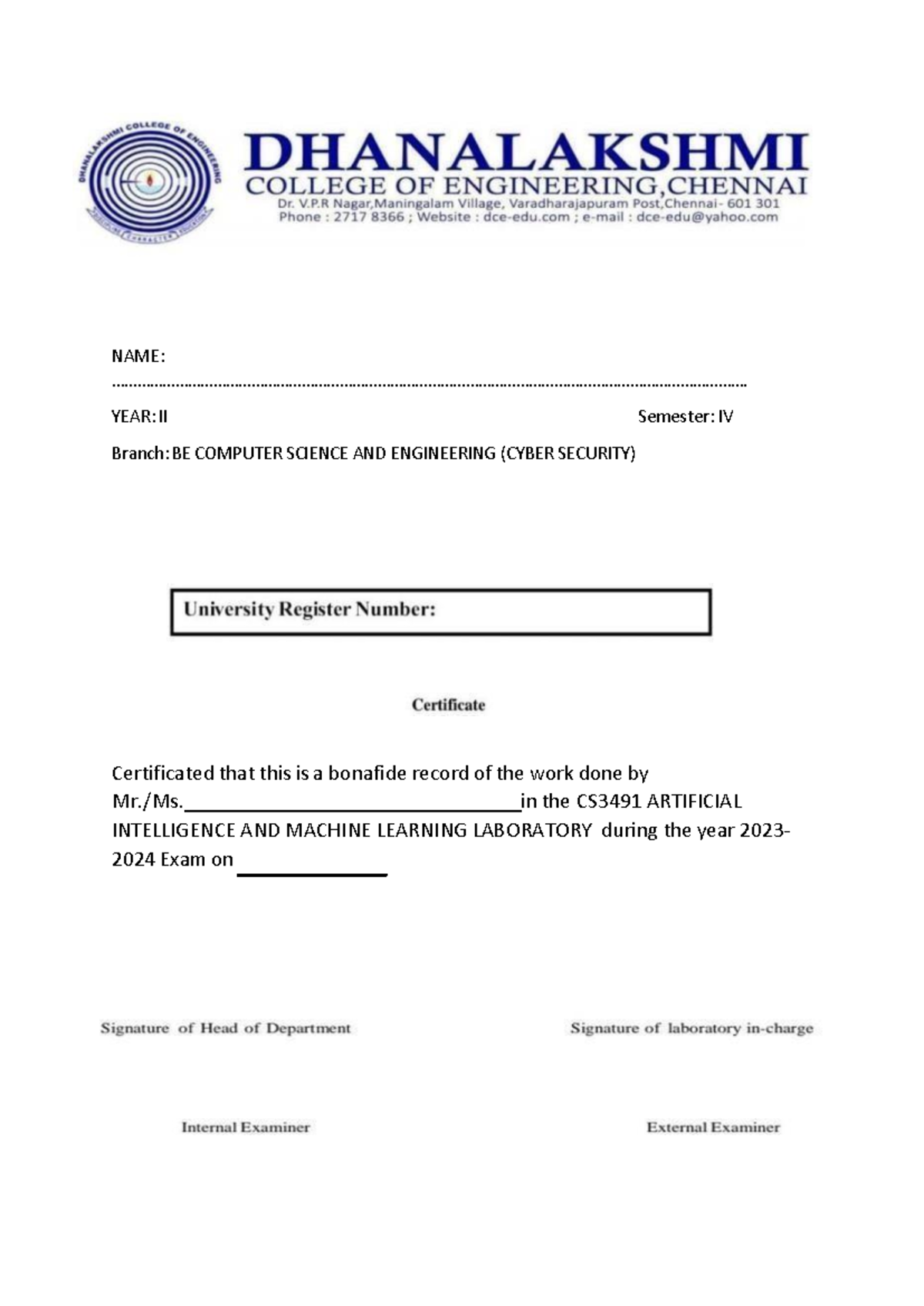 CS3491 AI & ML Lab Record: Implementation of Search Algorithms & Models ...