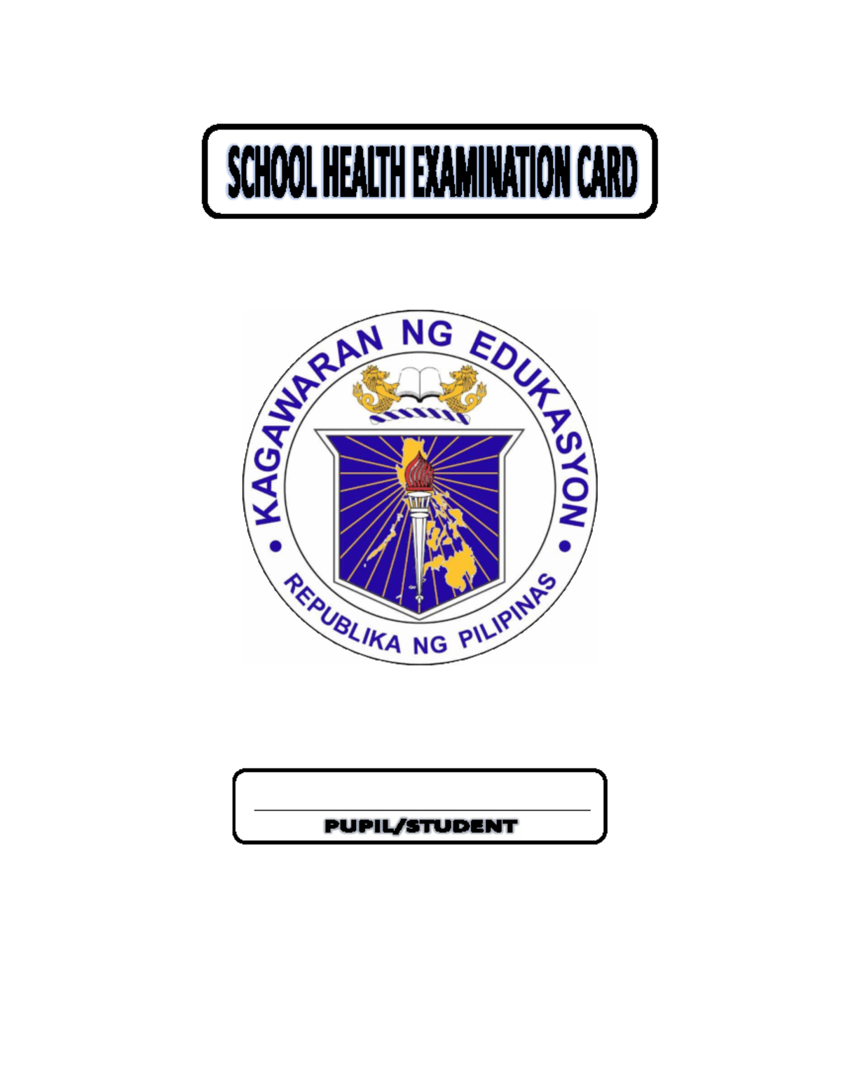 Health Card SHD Form 1 for School Health Examination - Studocu