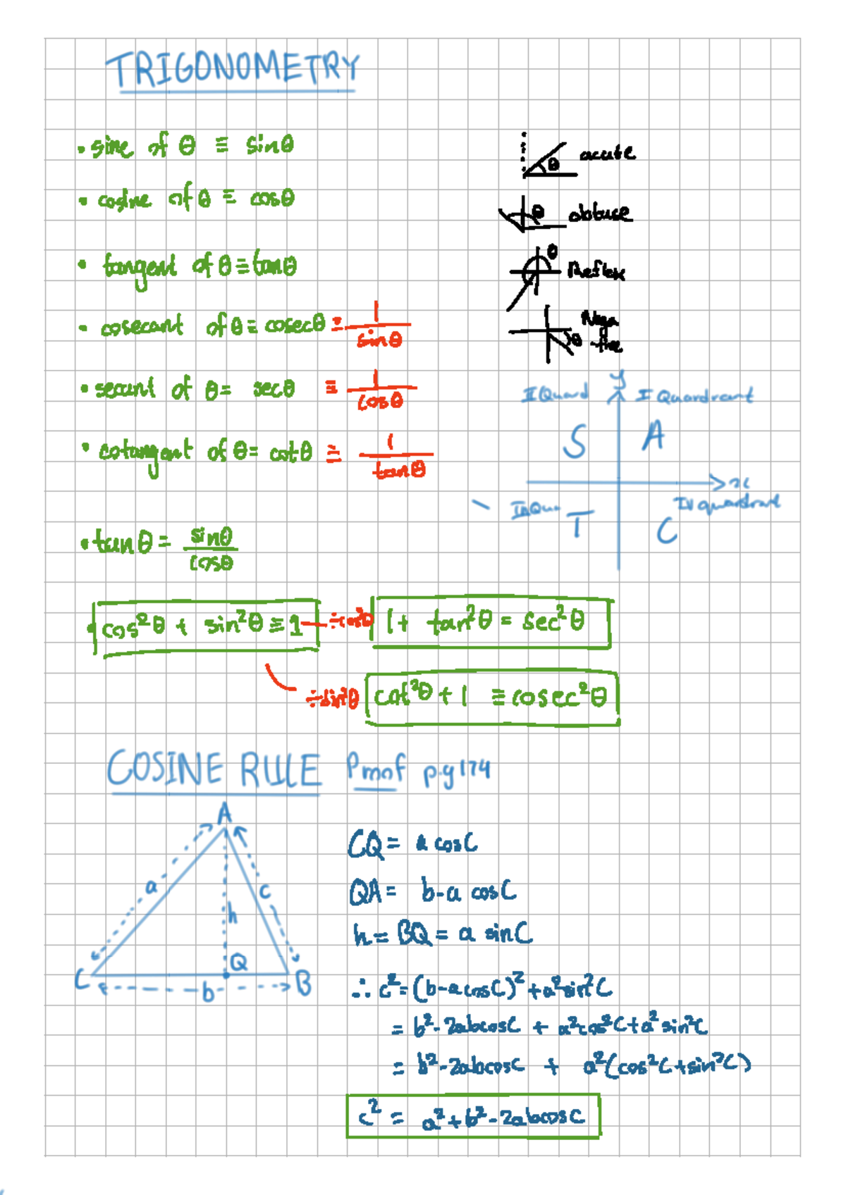 Trigonometry Chapter 9 & 10 Study Notes - Studocu