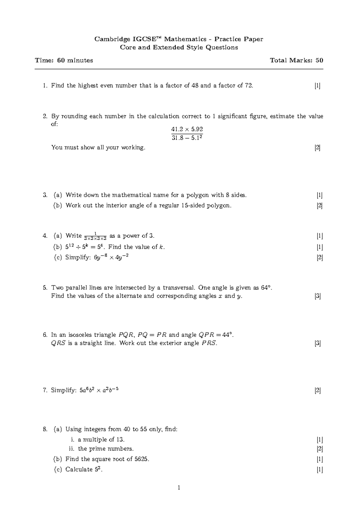 Cambridge Mathematics Past Paper Exercises (Chapters 1-4) - Studocu