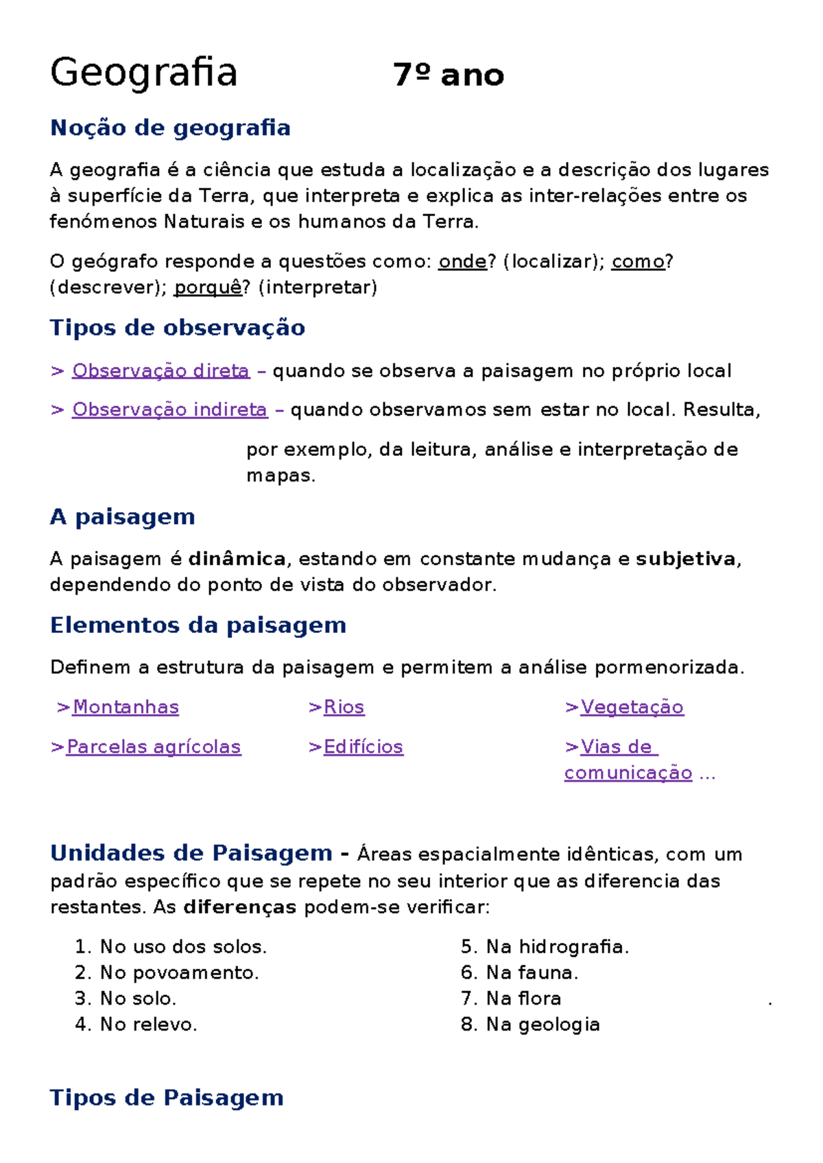 Geografia 7º Ano - Apontamentos para o Estudo e Revisão - Document Preview