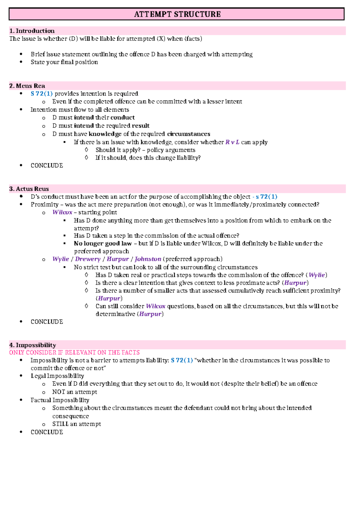 Criminal Law - Attempt Structure: Key Elements & Analysis - Studocu