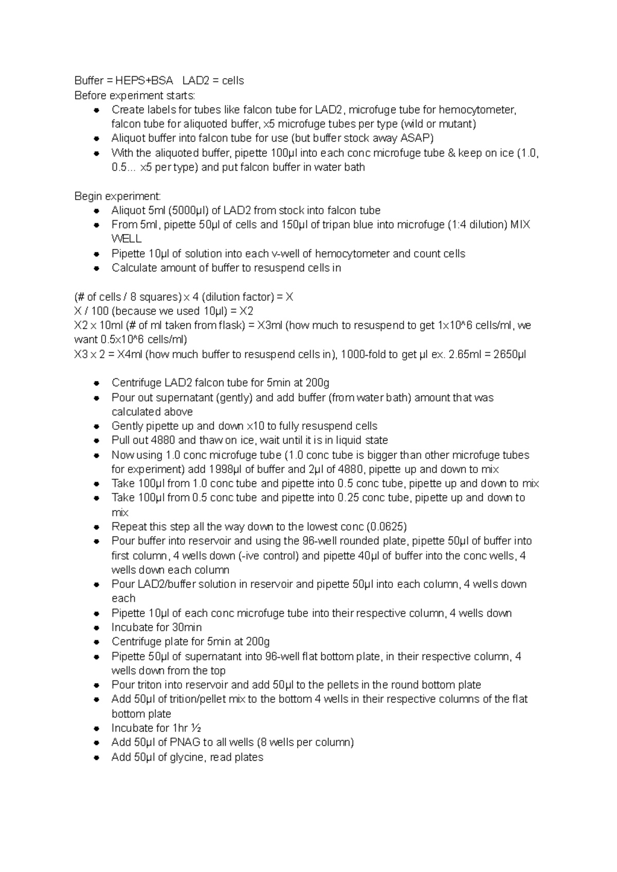 Buffer Preparation and Experiment Protocol for LAD2 Cells (B-hex SOP ...