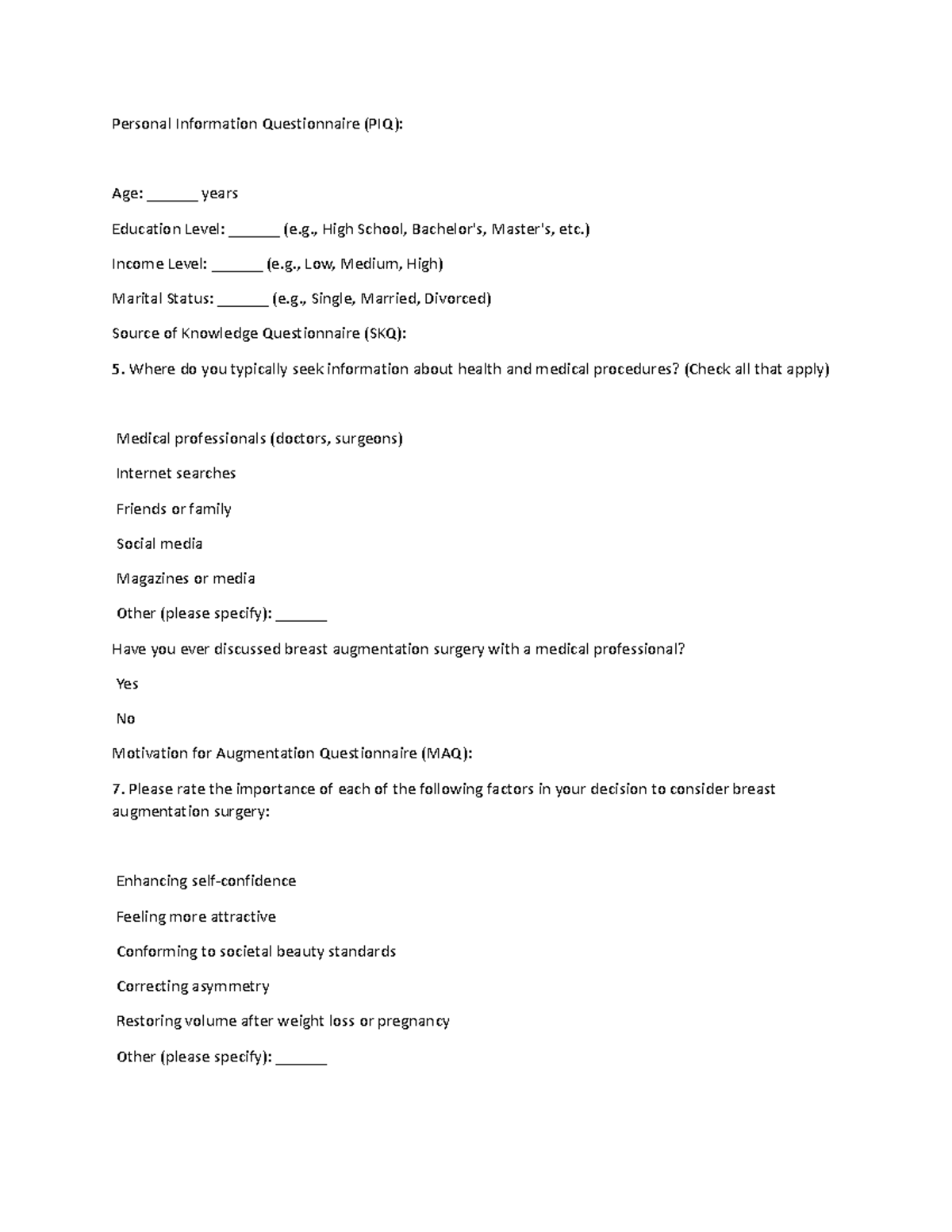 New Microsoft Word Document - Personal Information Questionnaire (PIQ ...