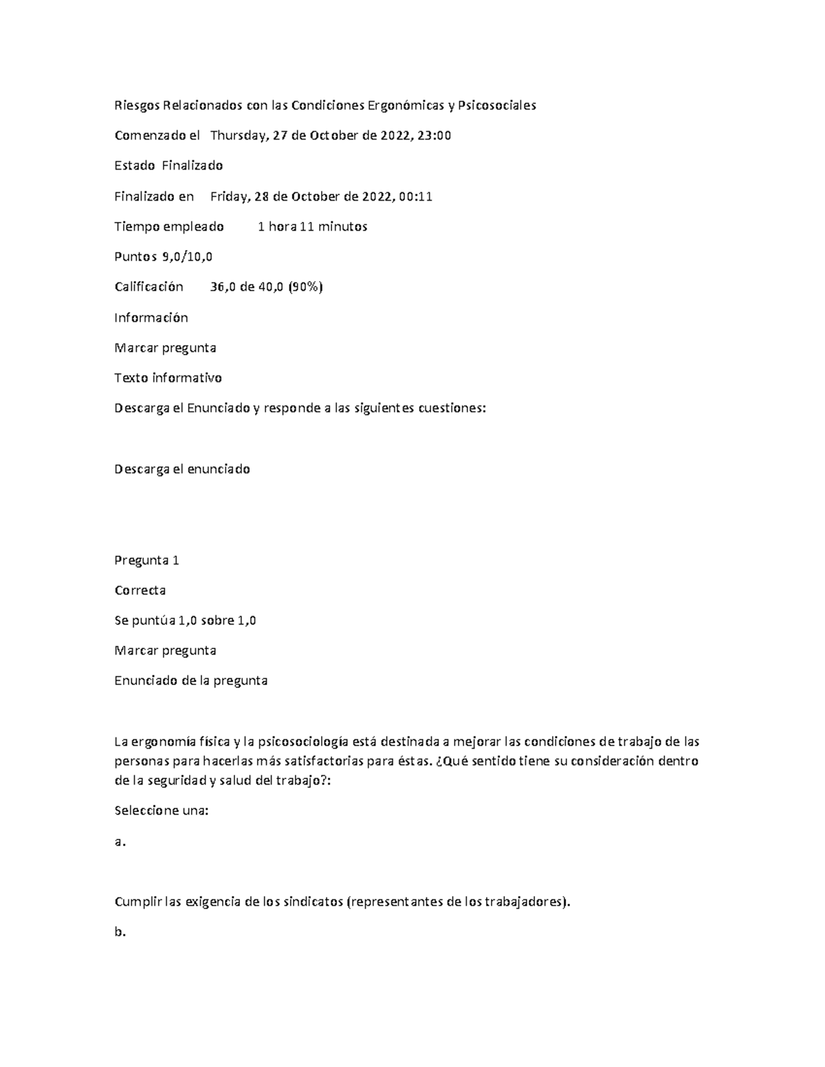 Riesgos Ergonomicos y Psicosociales: Exámenes Finales 2022 (Curso) - Document Preview