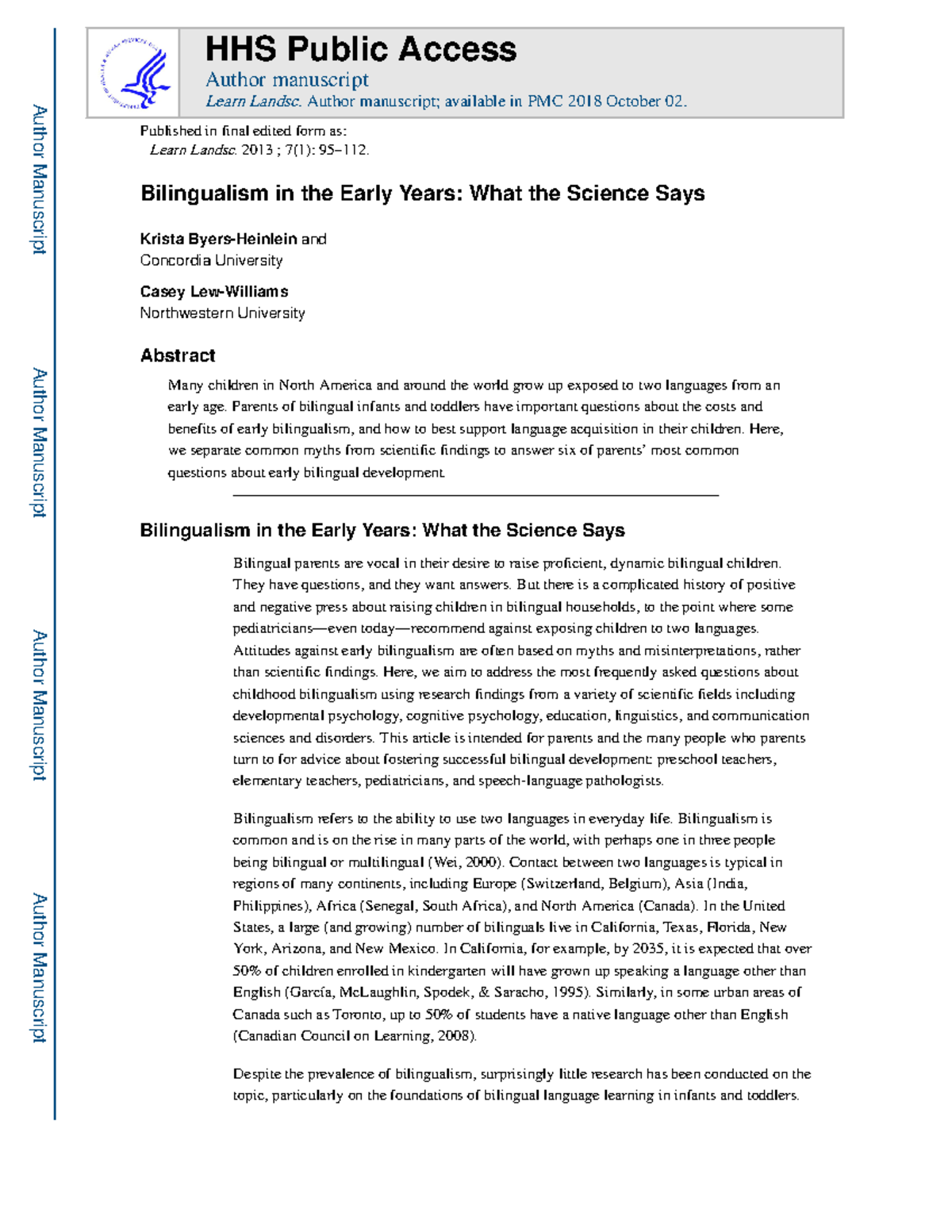 Bilingualism in Early Childhood: Scientific Insights for Parents - Studocu