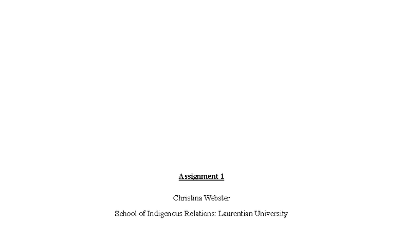 ISWK 1010: Indigenous Theories in Social Work Practice - Assignment 1 ...