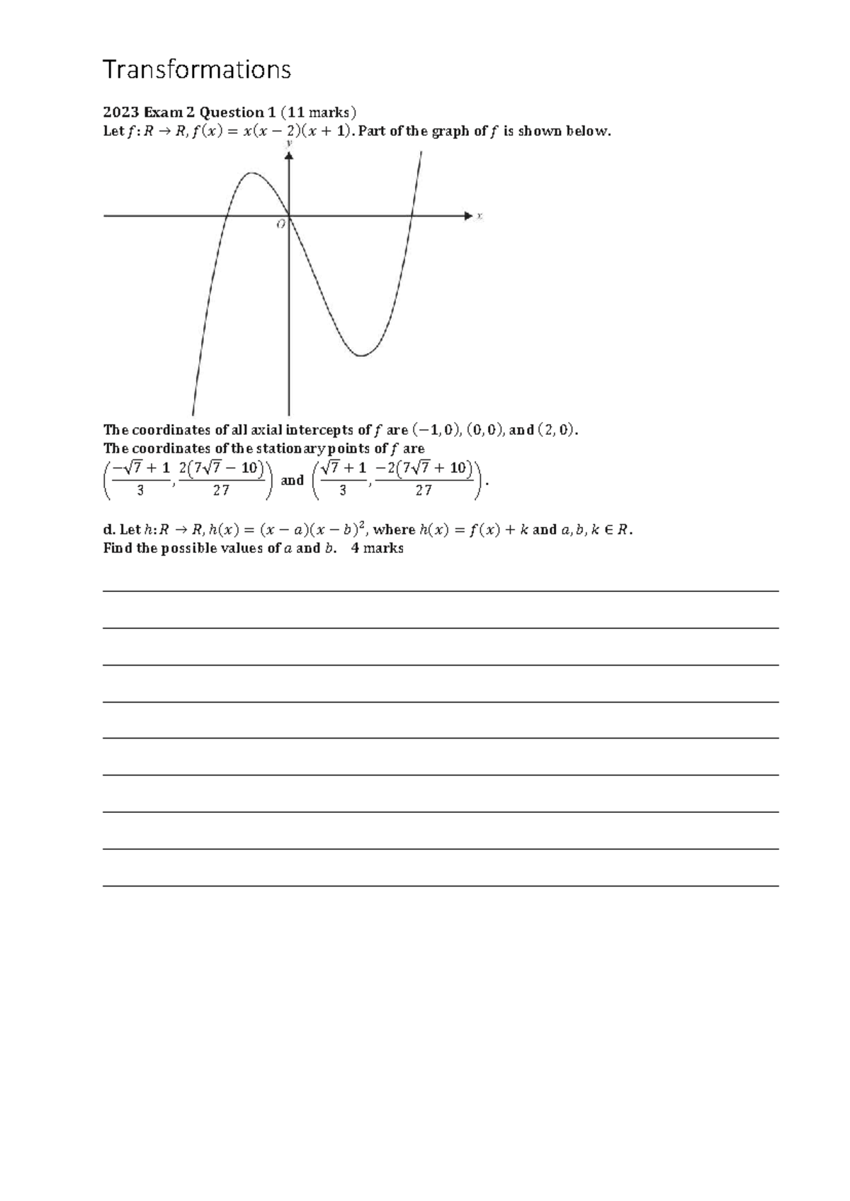 Transformations Exam Questions 2023-2027: Analysis & Solutions - Studocu