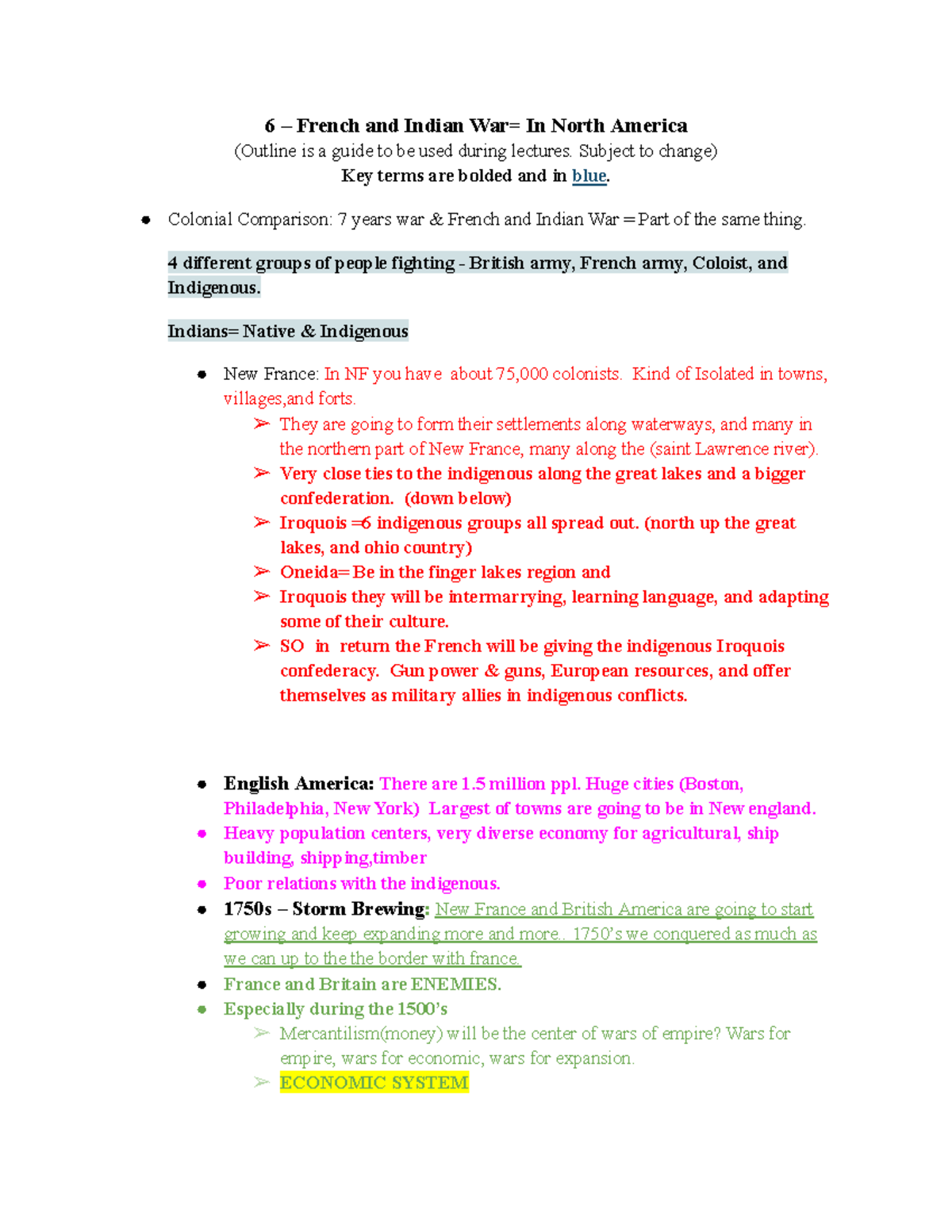 French and Indian War (HIST 101): Key Events and Their Impact - Studocu