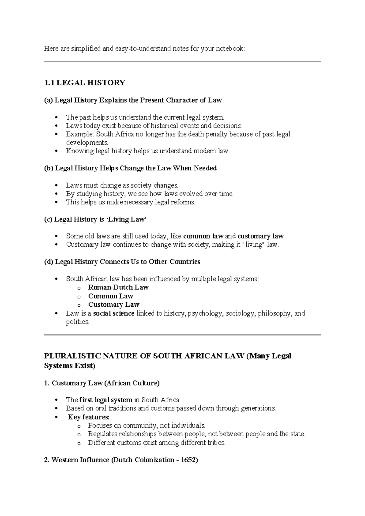 Comprehensive Overview of South African Law Sources and Principles ...