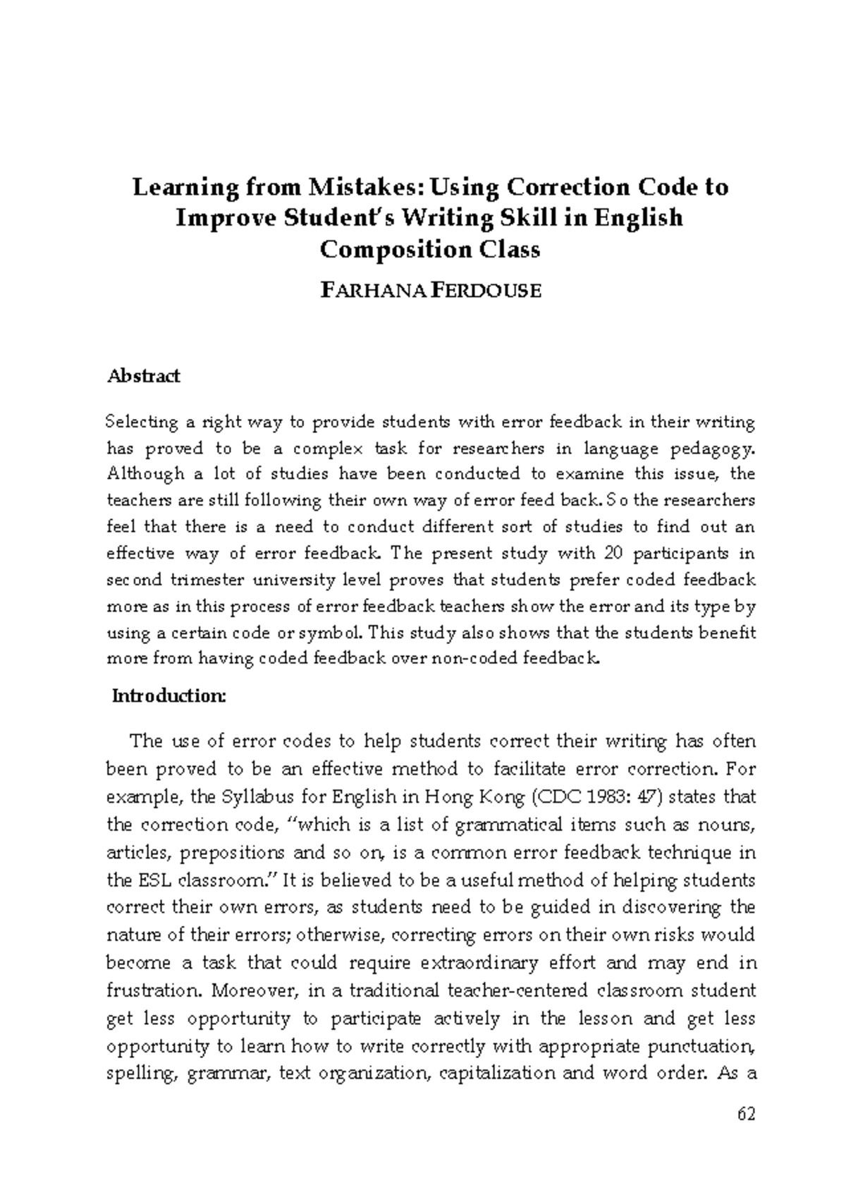 Improving Writing Skills with Correction Codes in English Comp Class ...