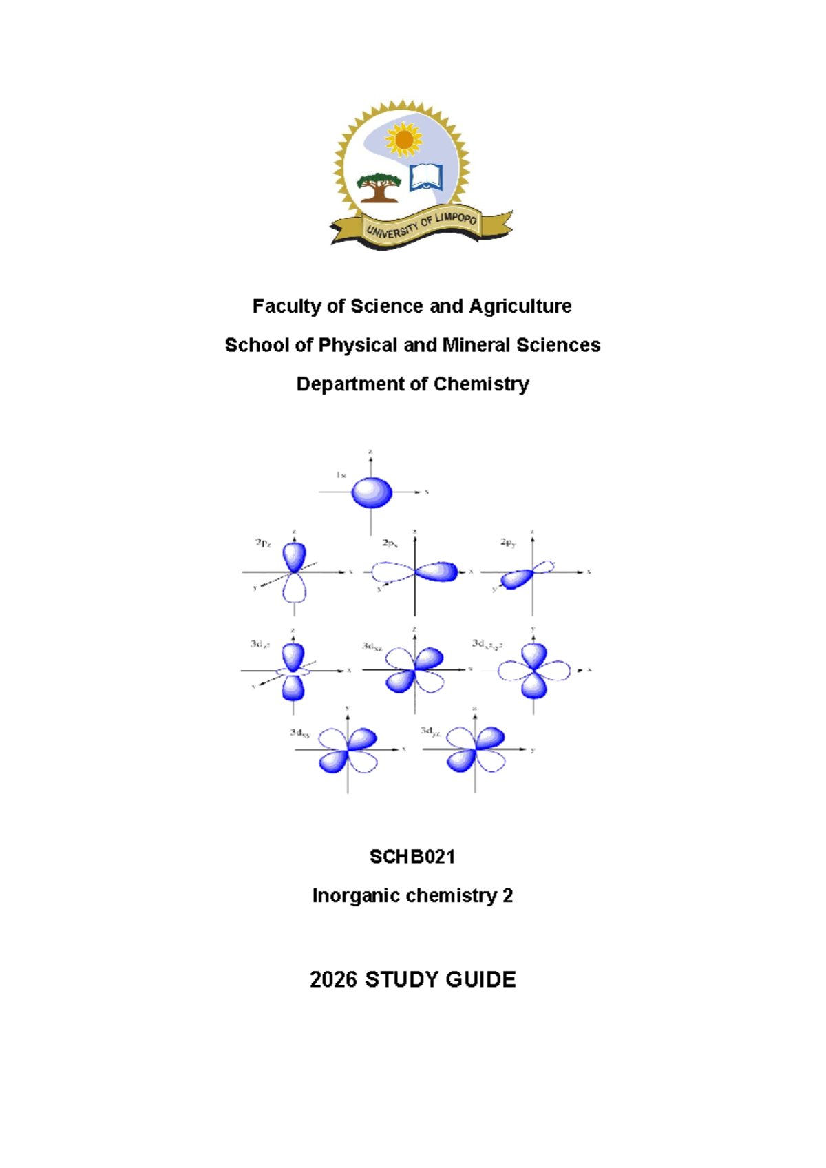 2026 SCHB021 Inorganic Chemistry 2 Study Guide - Studocu