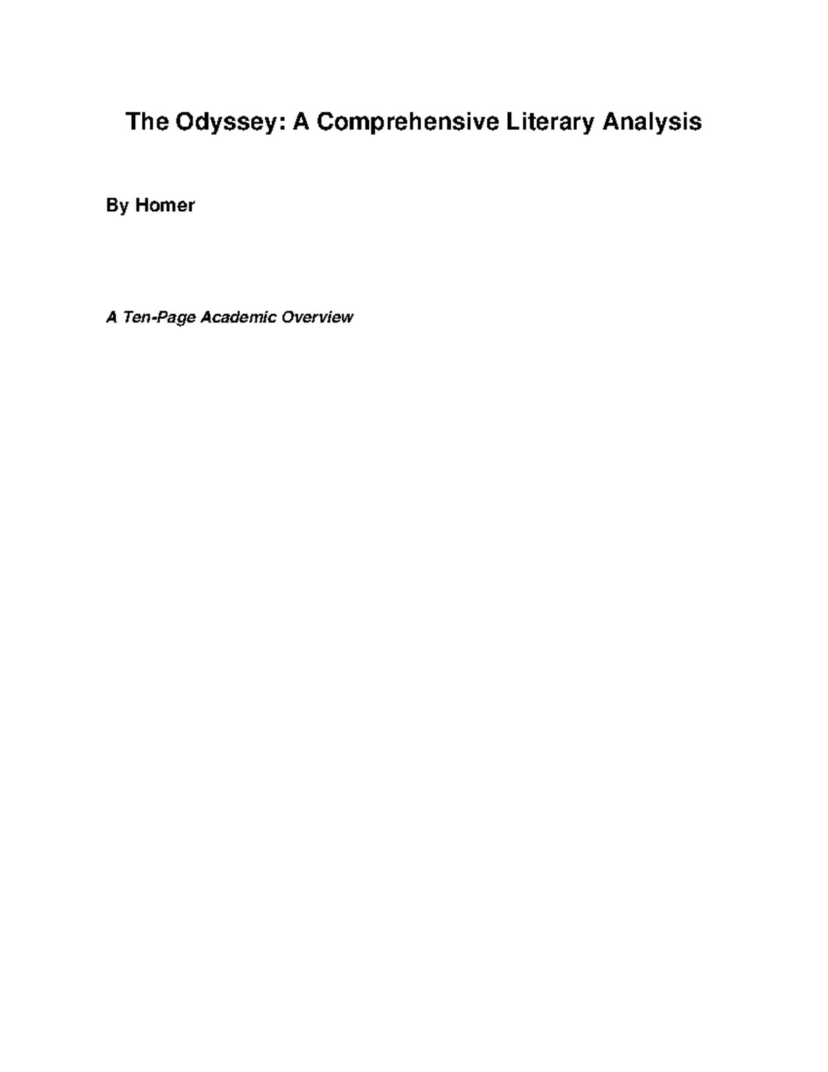 The Odyssey (ENG 101): In-Depth Literary Analysis and Themes - Studocu