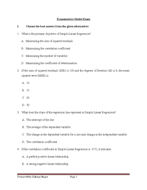 Chapter 1 Econometrics - Chapter One Introduction 1 Definition and ...