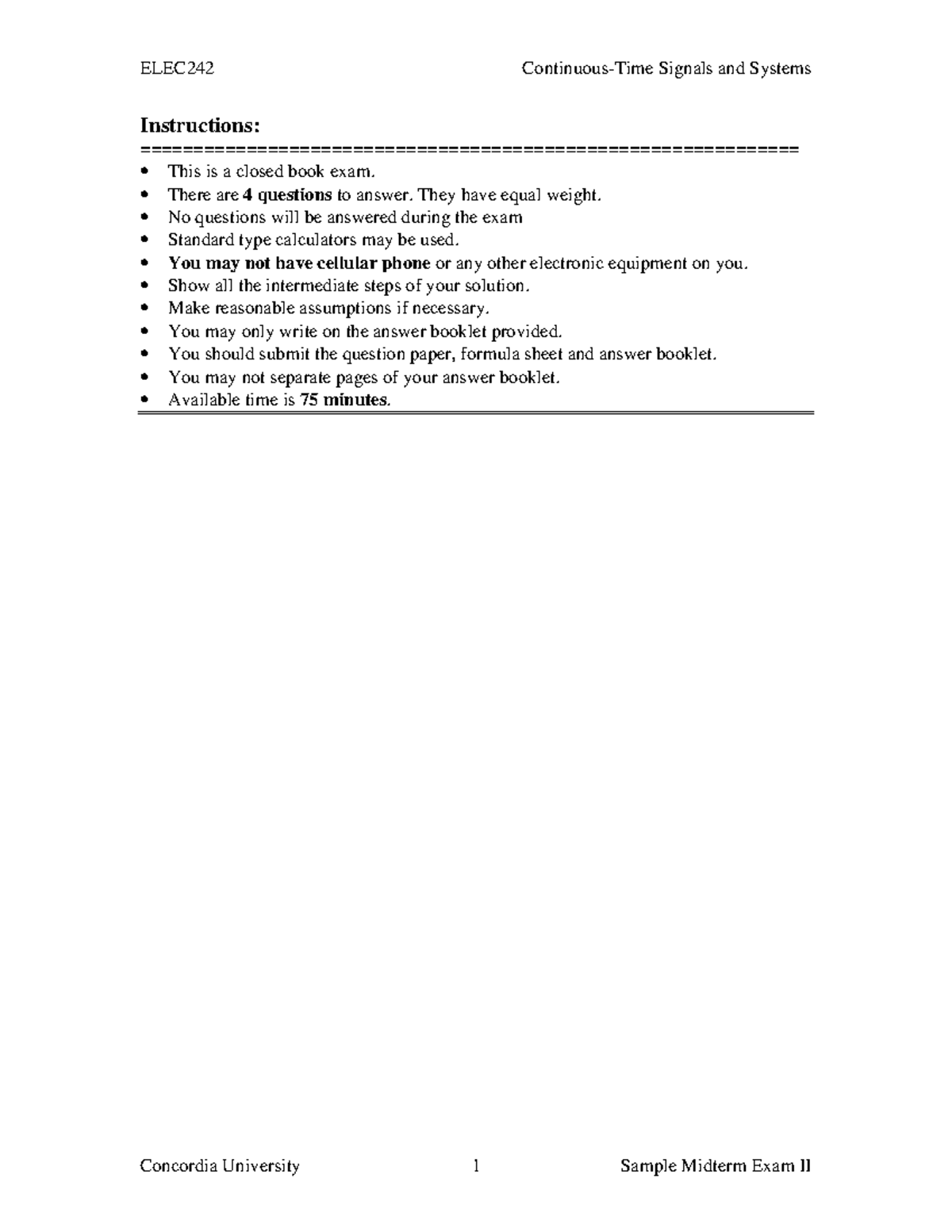 ELEC242 Midterm Exam II Instructions and Guidelines - Studocu
