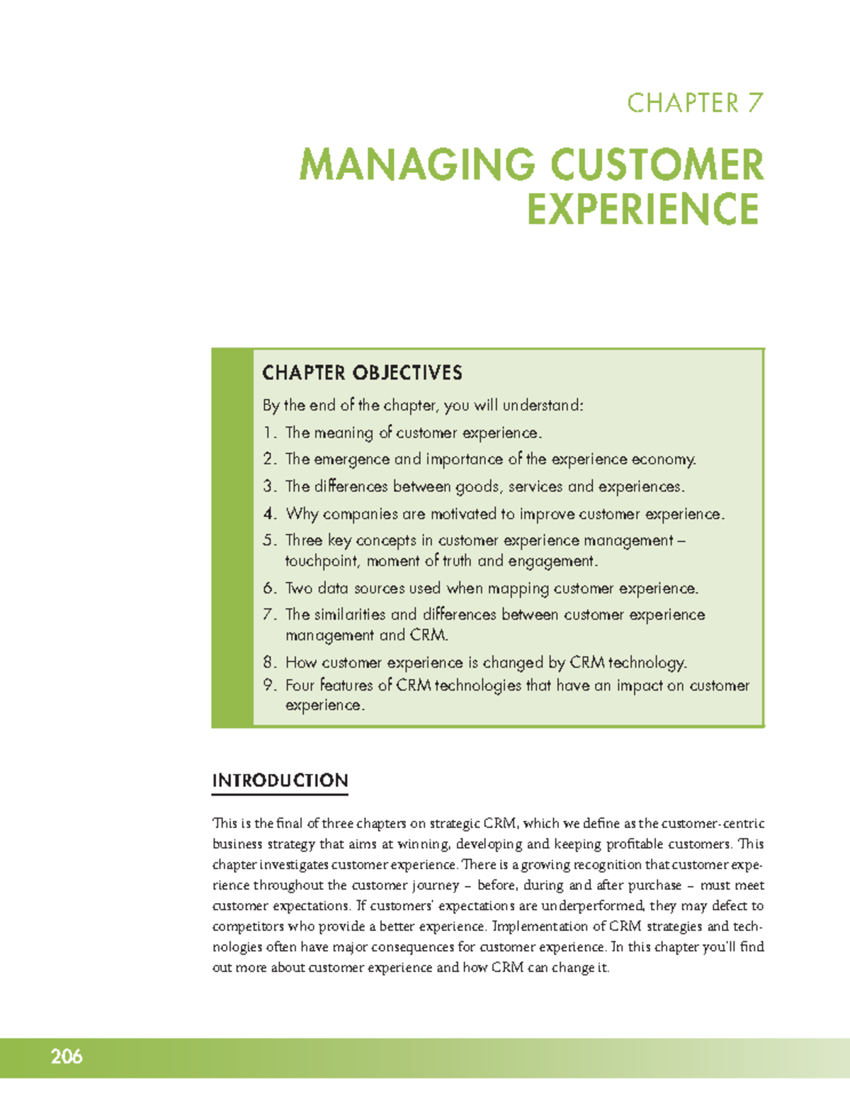CRM Chapter 7 Abc - CHAPTER OBJECTIVES by the end of the chapter, you ...