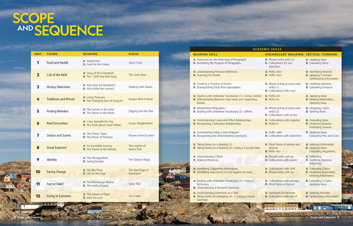 Reading Explorer Level 2: Scope and Sequence of Academic Skills - Studocu