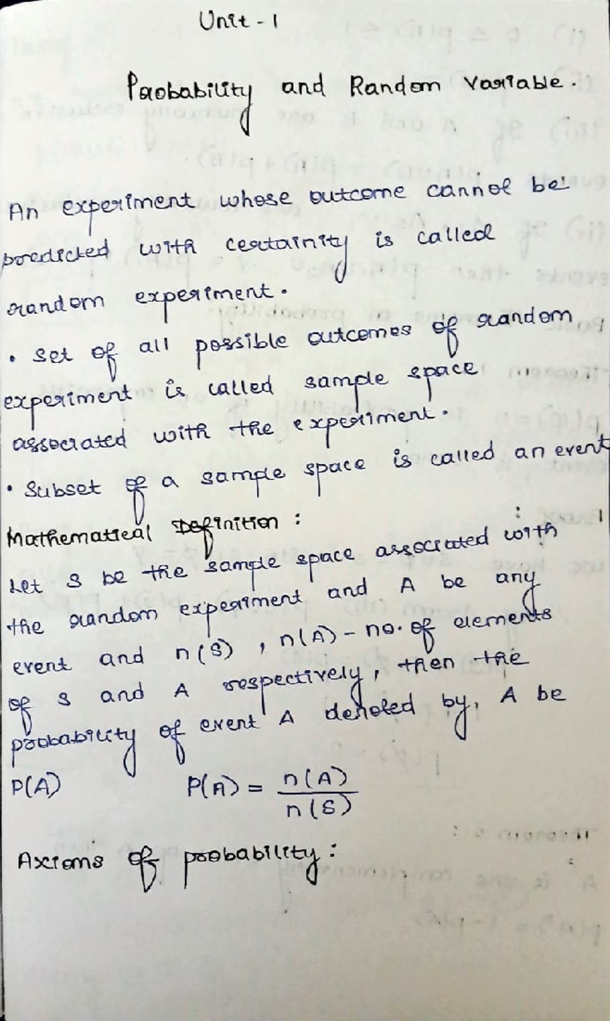 PSSM UT 1 - Lecture Notes on Probability and Random Variables - Studocu