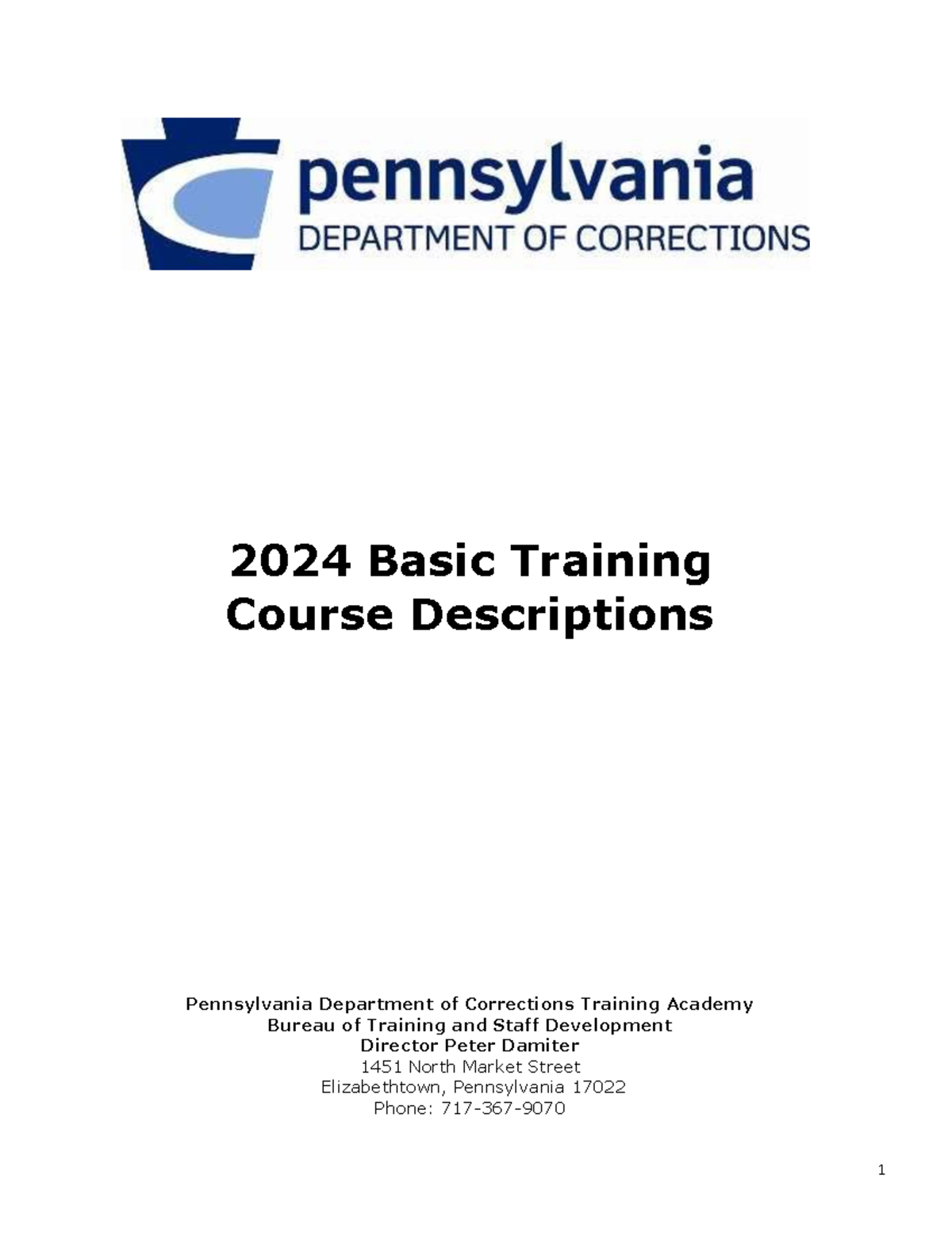 2024 PA DOC Basic Training Course Descriptions and Objectives - Studocu