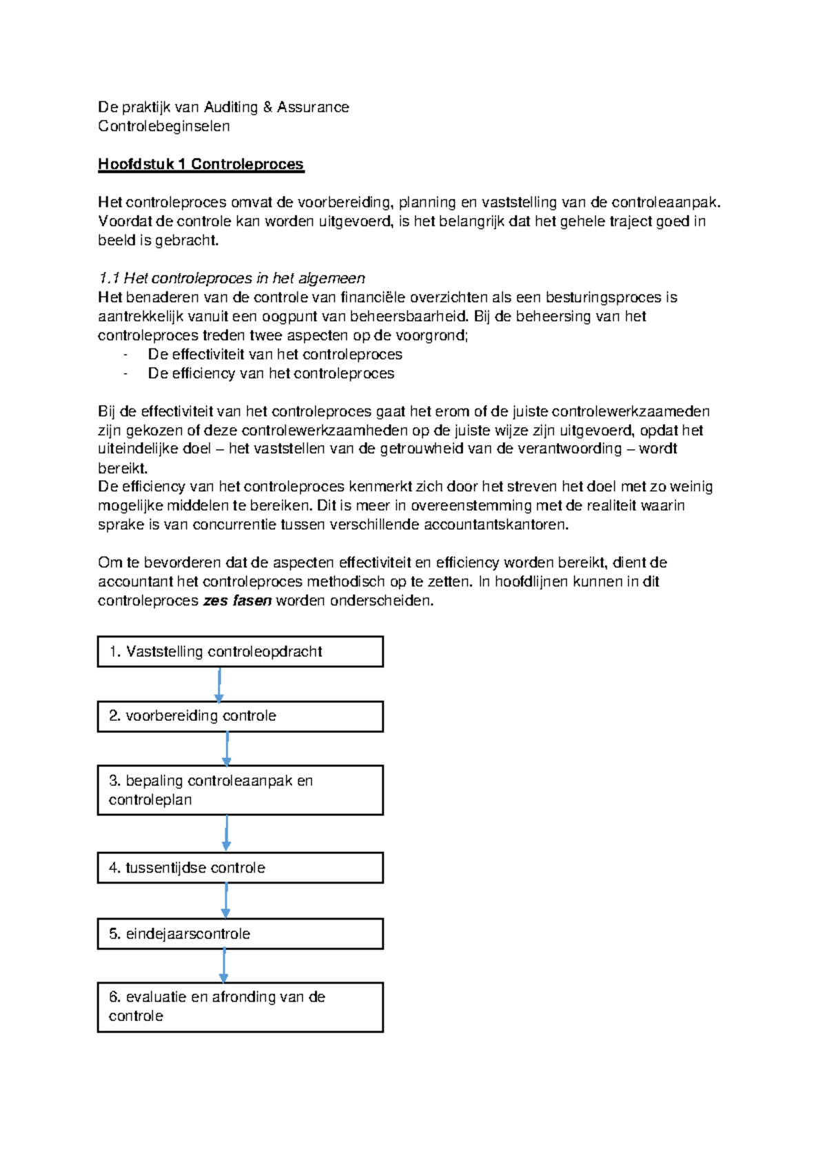 Samenvatting Controlebeginselen 2: Het Controleproces in Detail ...
