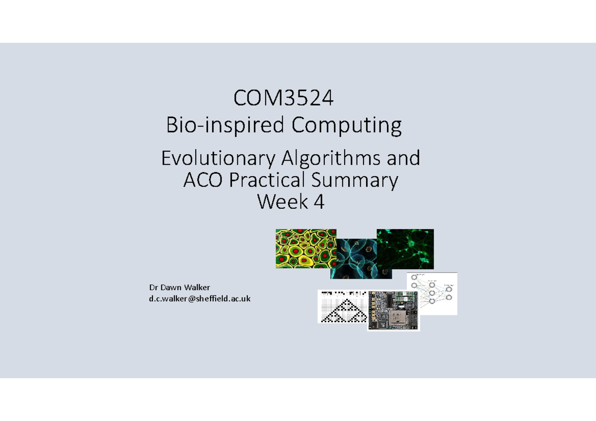 Lecture 4 - Evolutionary Algorithms and ACO Practical Summary - COM Bio ...