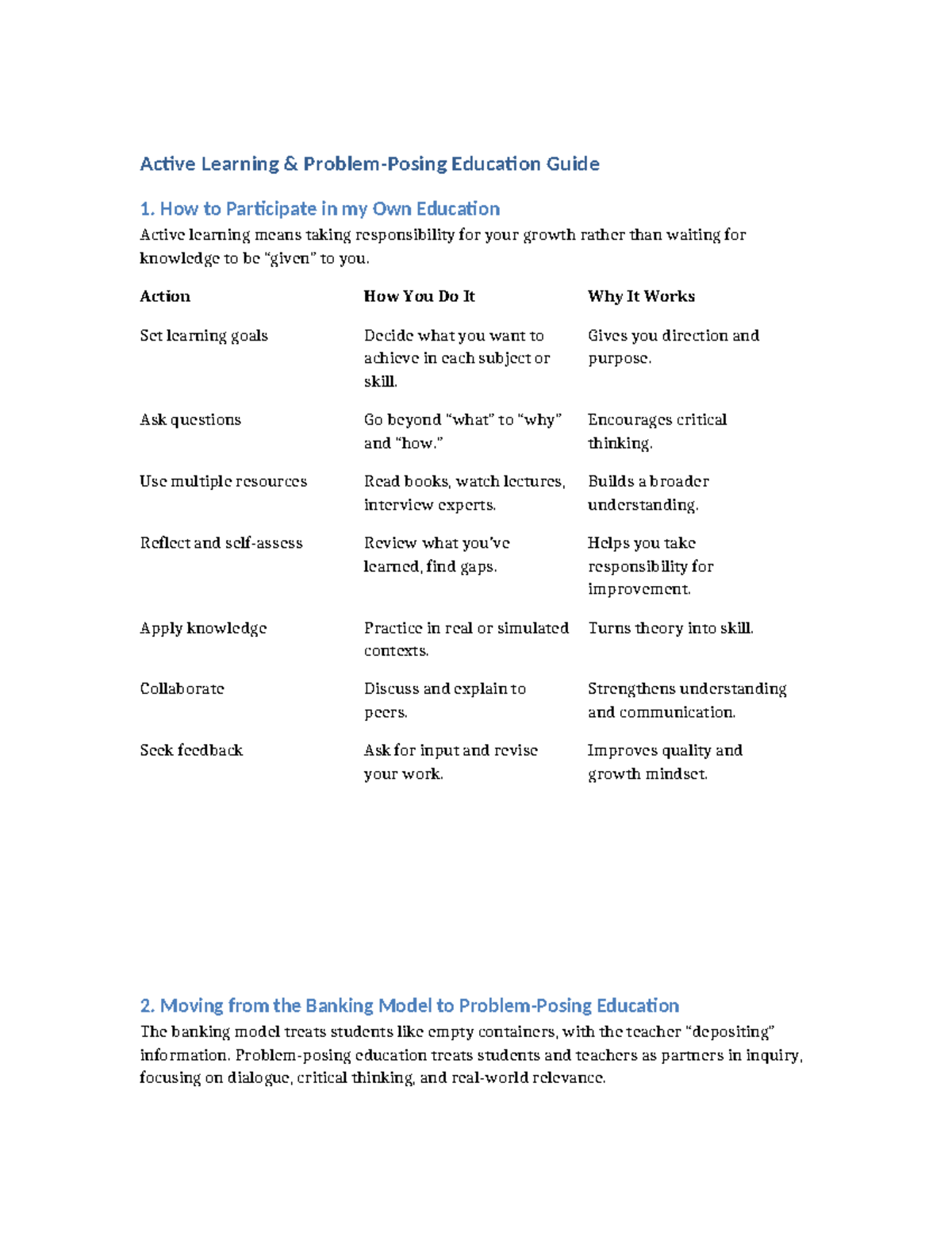 Active Learning Education Guide: Strategies for Engagement - Studocu